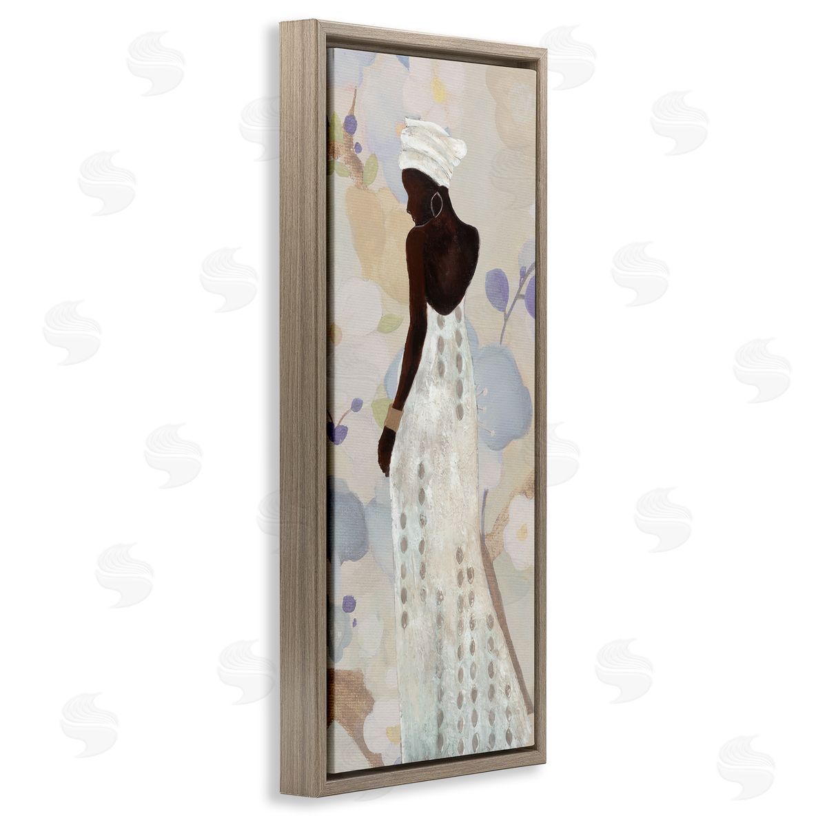 Chic Natural Hues Woman Brown Floating Frame Canvas Wall Art, Home Decor by Janet Tava