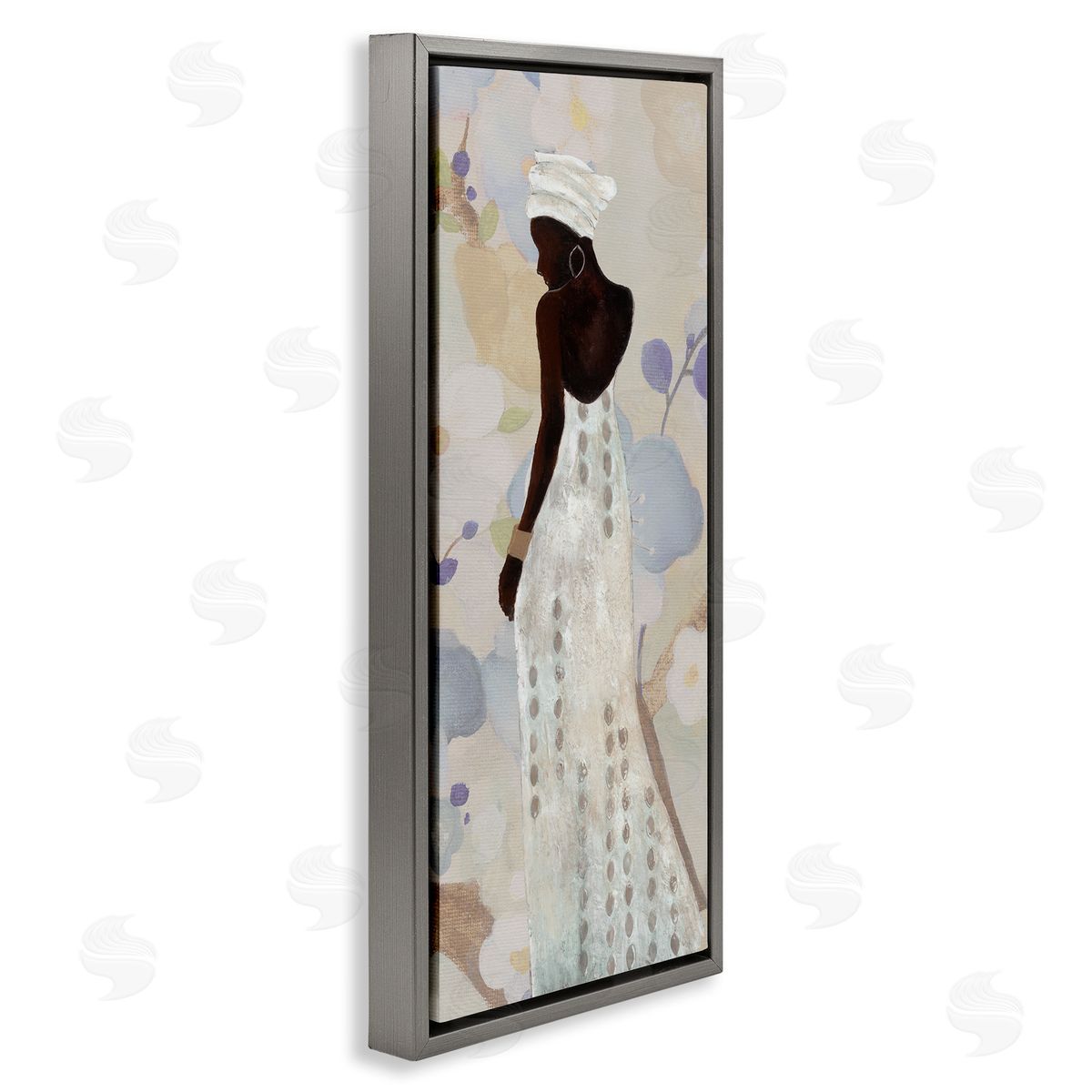 Chic Natural Hues Woman Grey Floating Frame Canvas Wall Art, Home Decor by Janet Tava