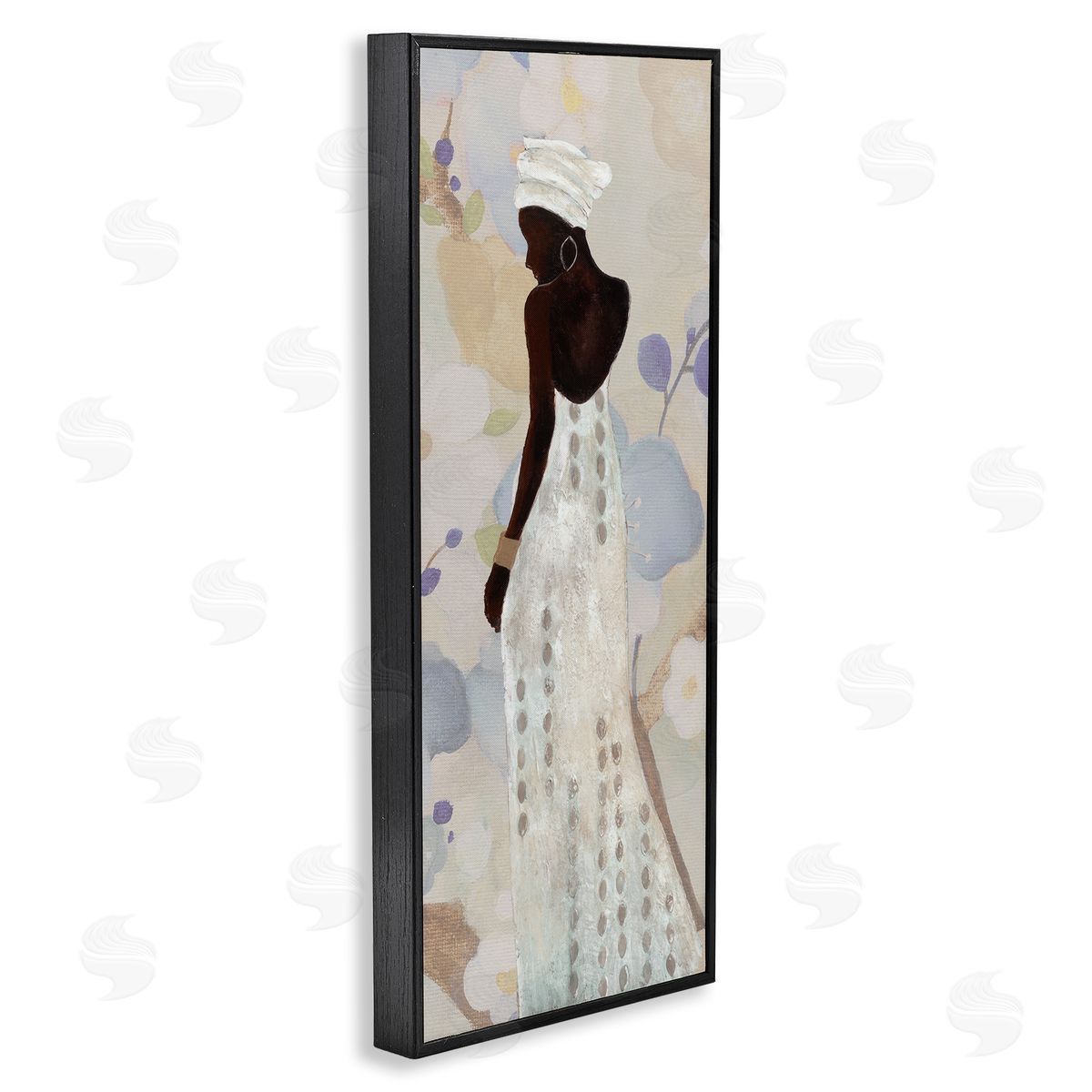 Chic Natural Hues Woman Black Frame Print Wall Art, Home Decor by Janet Tava