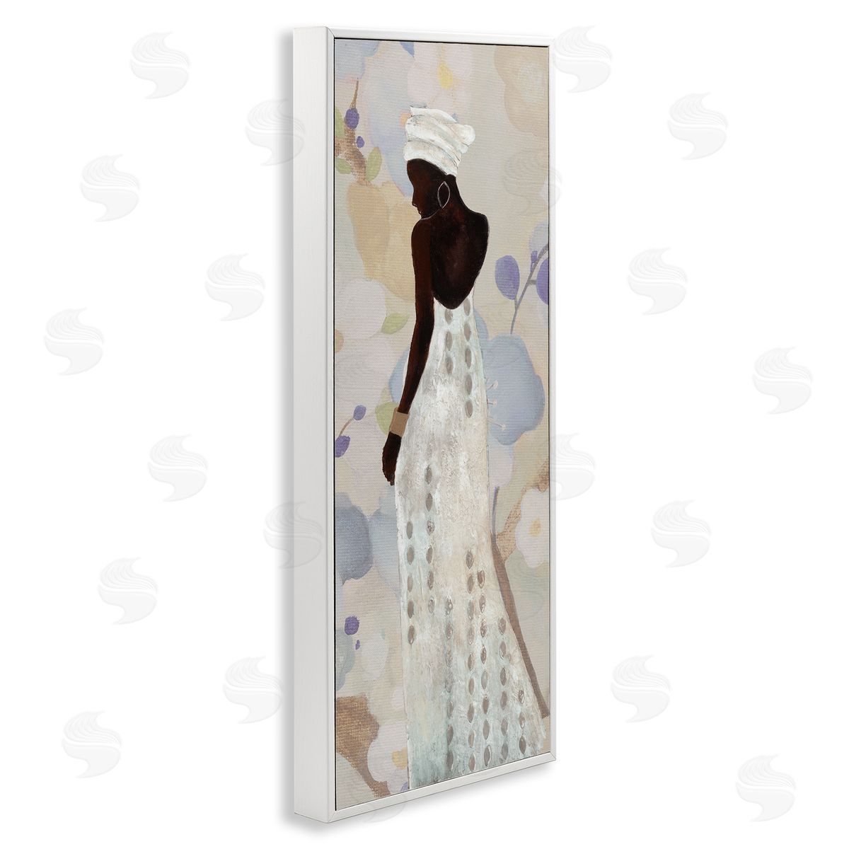 Chic Natural Hues Woman White Frame Print Wall Art, Home Decor by Janet Tava