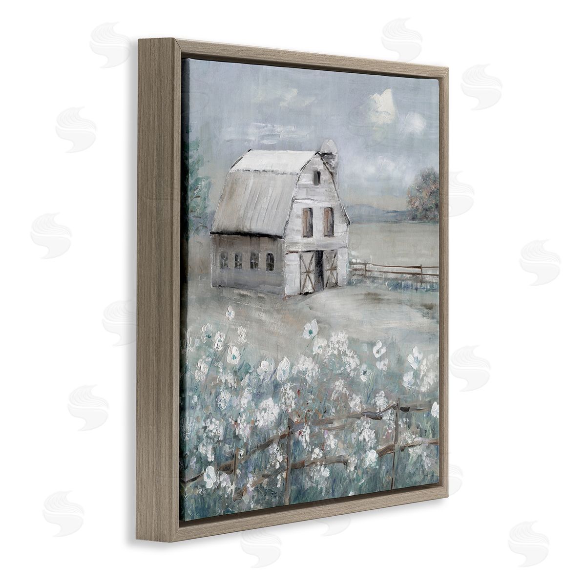 Traditional Barn & Meadow Brown Floating Frame Canvas Wall Art, Home Decor by Sally Swatland
