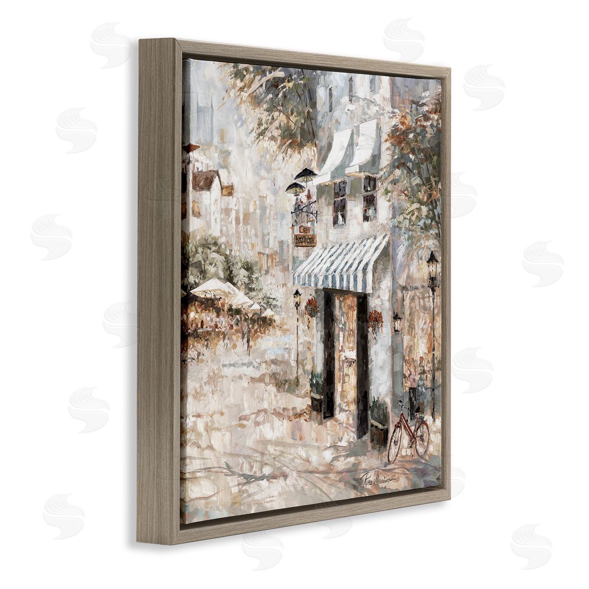 City Bistro Shopfront Brown Floating Frame Canvas Wall Art, Home Decor by Ruane Manning