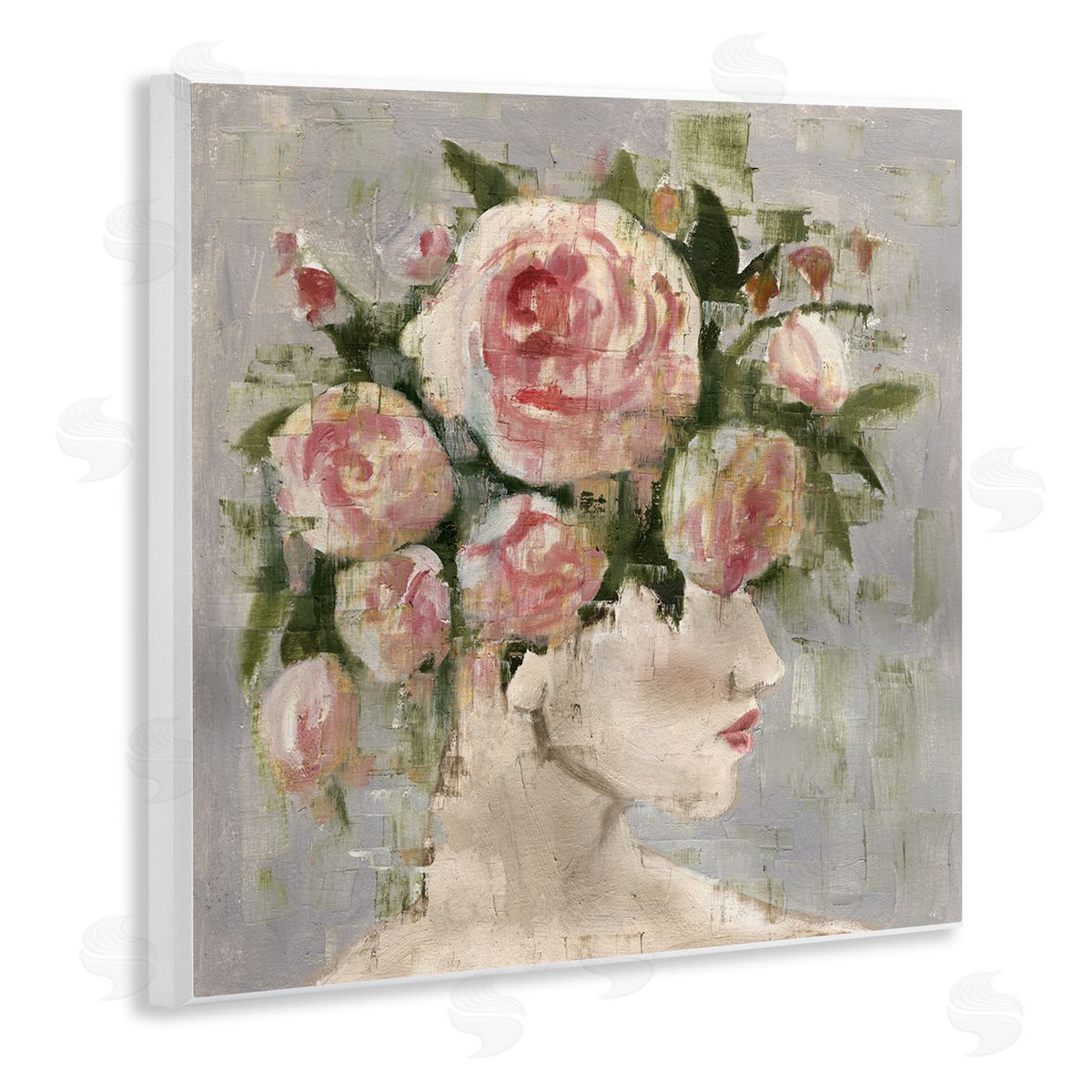 Abstract Woman with Roses Wood Plaque Wall Art, Home Decor by Charity Henderson