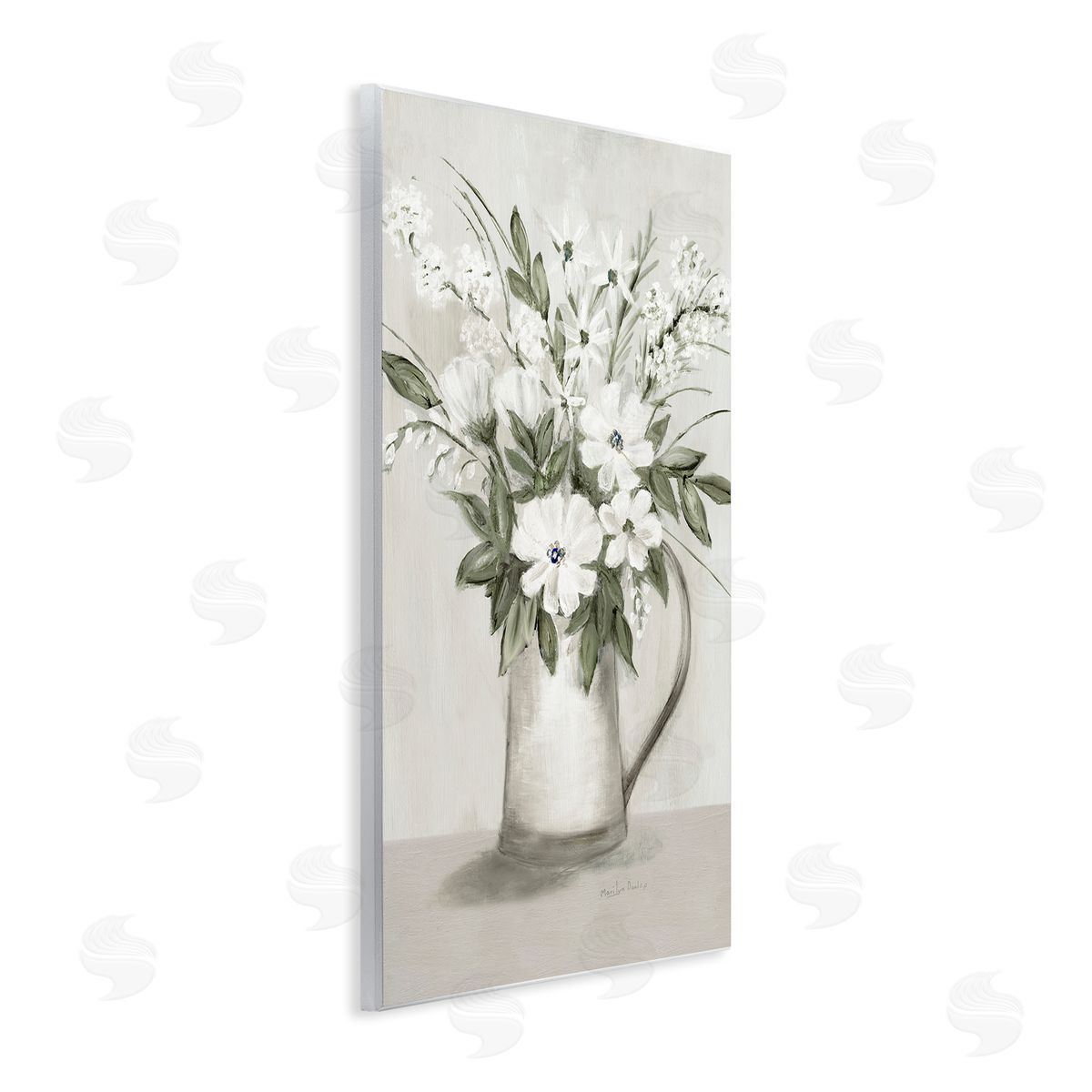 Country Pitcher Bouquet Wood Plaque Wall Art, Home Decor by Marilyn Dunlap