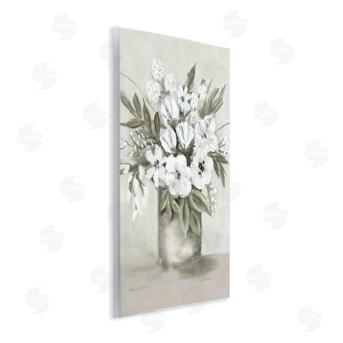 Mixed White Flowers Wood Plaque Wall Art, Home Decor by Marilyn Dunlap