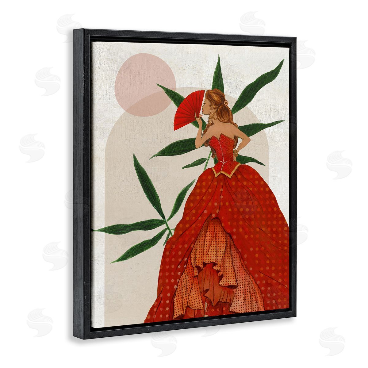 Modern Ball Gown Woman Black Floating Frame Canvas Wall Art, Home Decor by Janet Tava