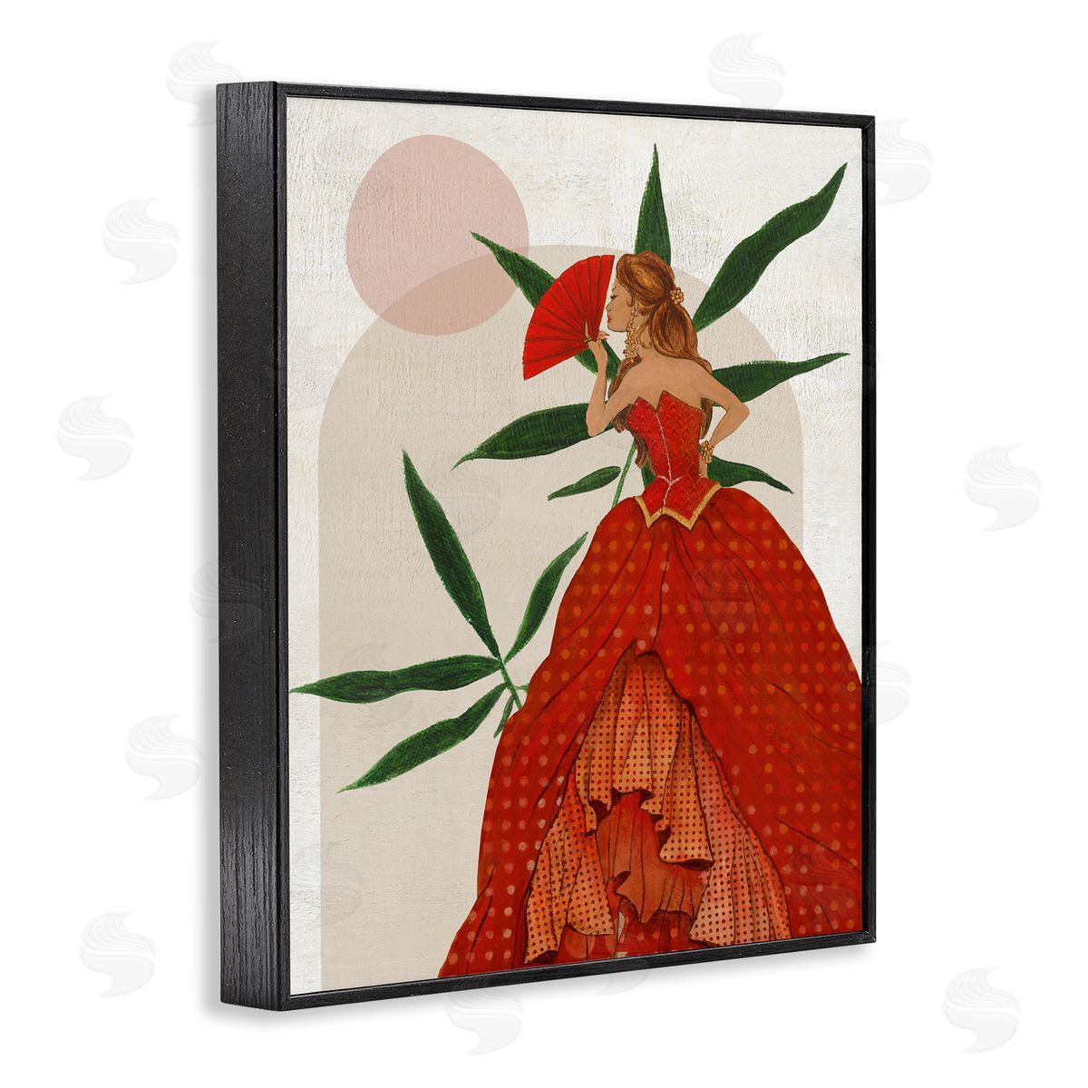 Modern Ball Gown Woman Black Frame Print Wall Art, Home Decor by Janet Tava