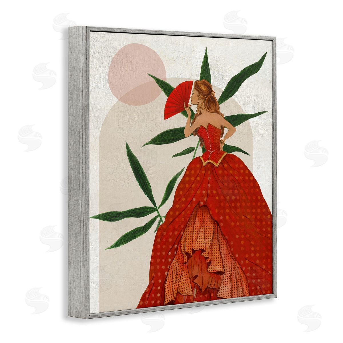 Modern Ball Gown Woman Grey Frame Print Wall Art, Home Decor by Janet Tava