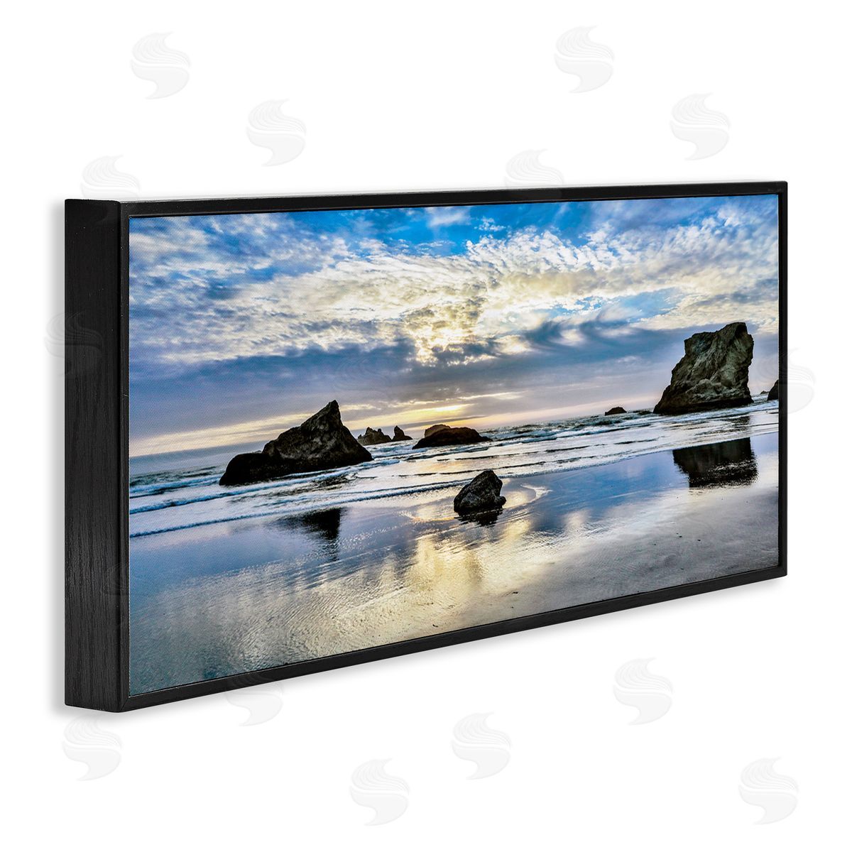 Rocks Protruding on Beach Black Frame Print Wall Art, Home Decor by Danita Delimont