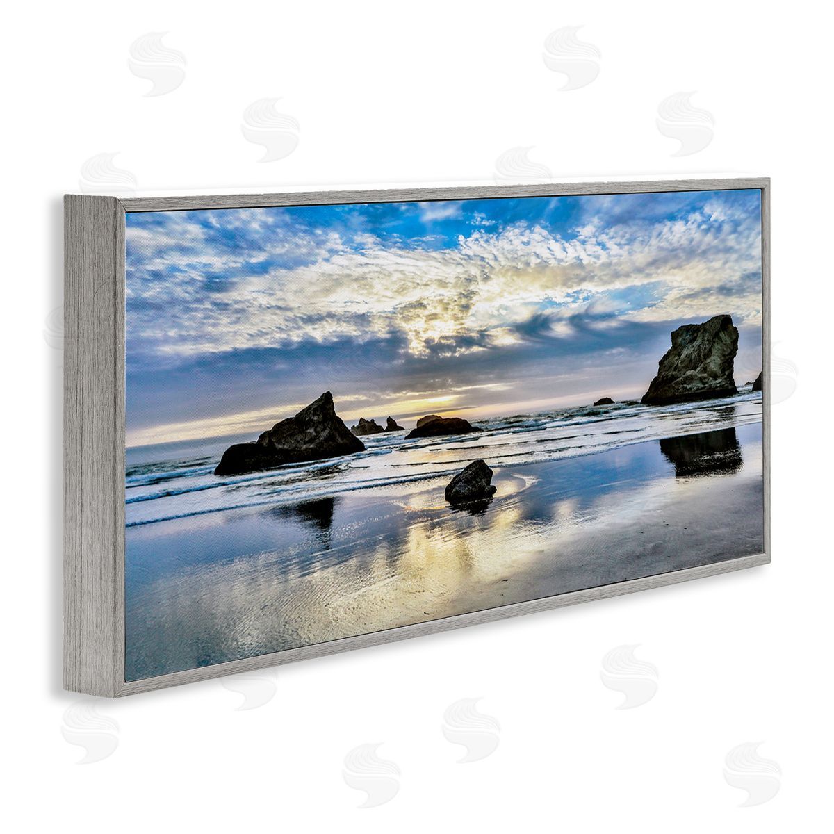 Rocks Protruding on Beach Grey Frame Print Wall Art, Home Decor by Danita Delimont
