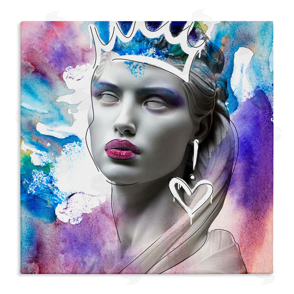 Modern Crowned Woman Canvas Wall Art, Home Decor by CAD Designs