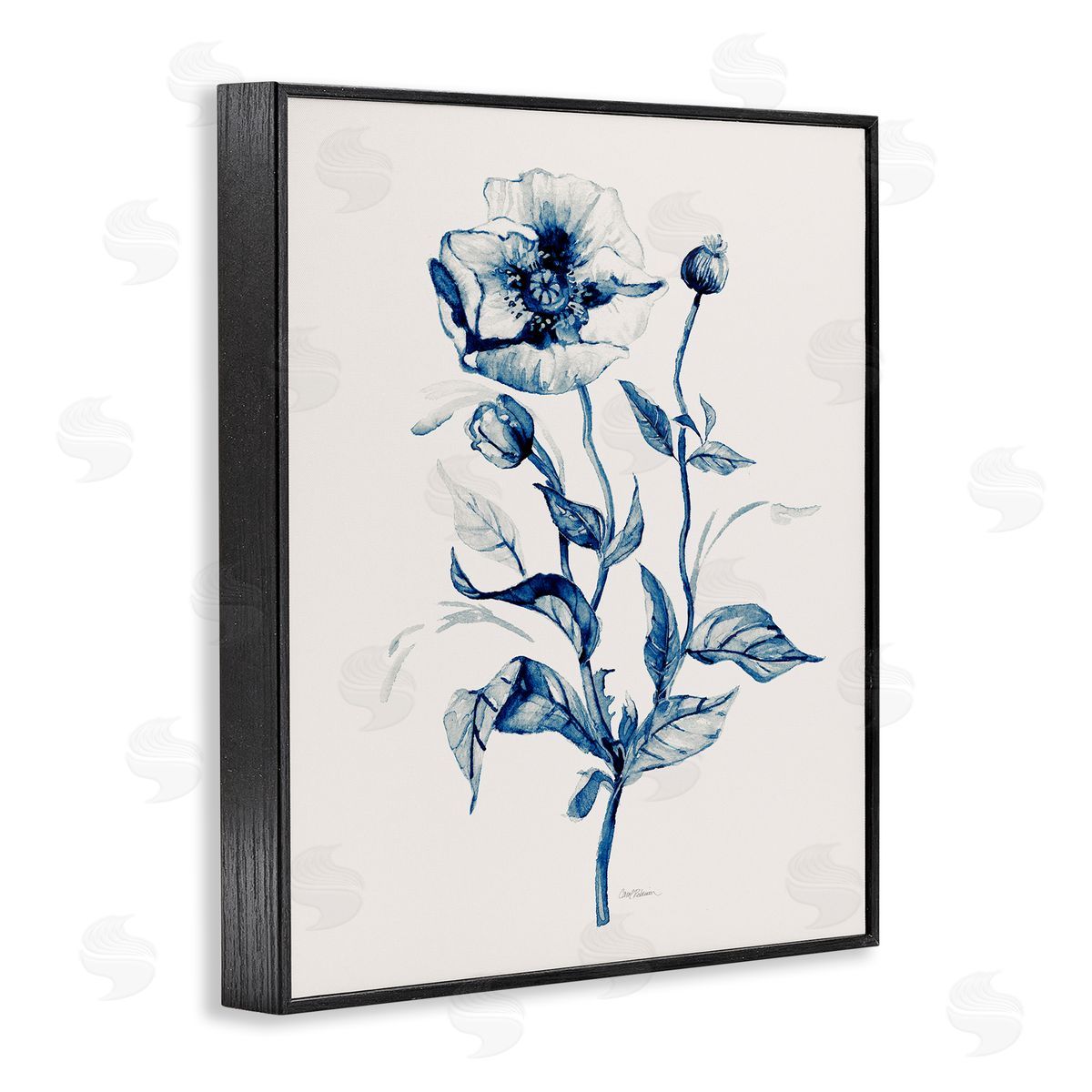 Vintage Budding Florals Black Frame Print Wall Art, Home Decor by Carol Robinson