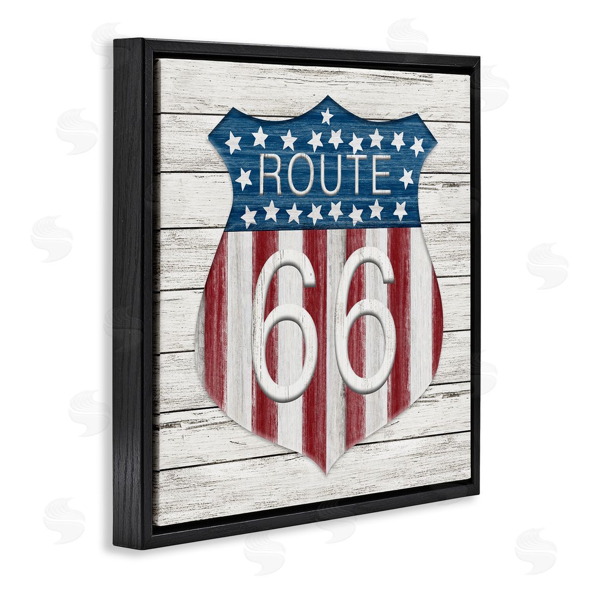 Rustic Route 66 Black Floating Frame Canvas Wall Art, Home Decor by Natalie Carpentieri