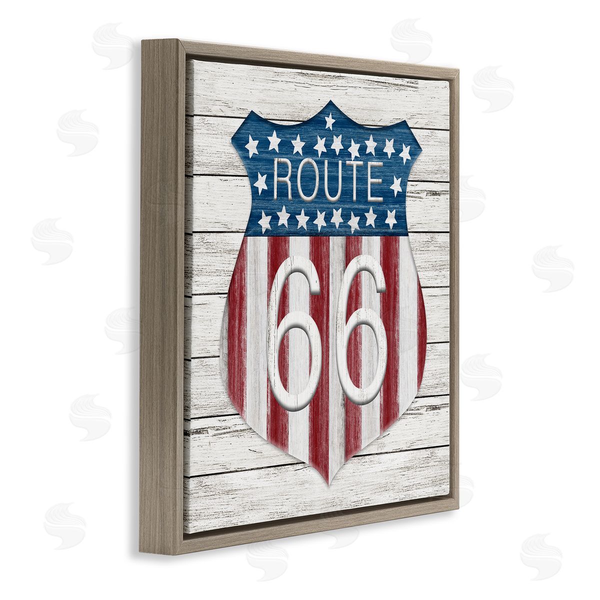 Rustic Route 66 Brown Floating Frame Canvas Wall Art, Home Decor by Natalie Carpentieri