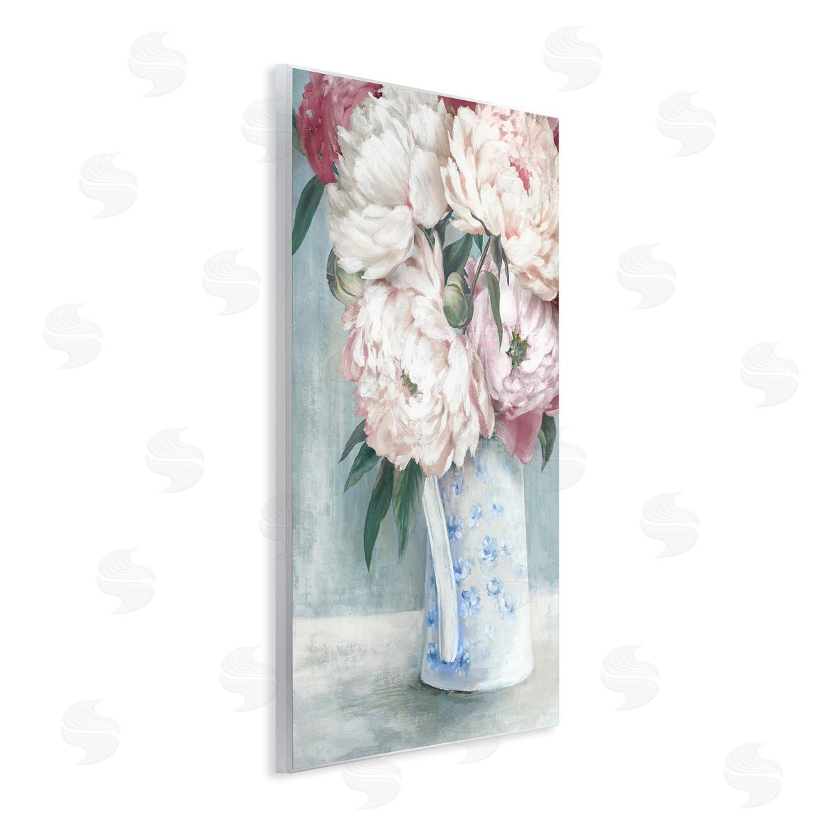Peony Blossom Vase Wood Plaque Wall Art, Home Decor by Alex Black
