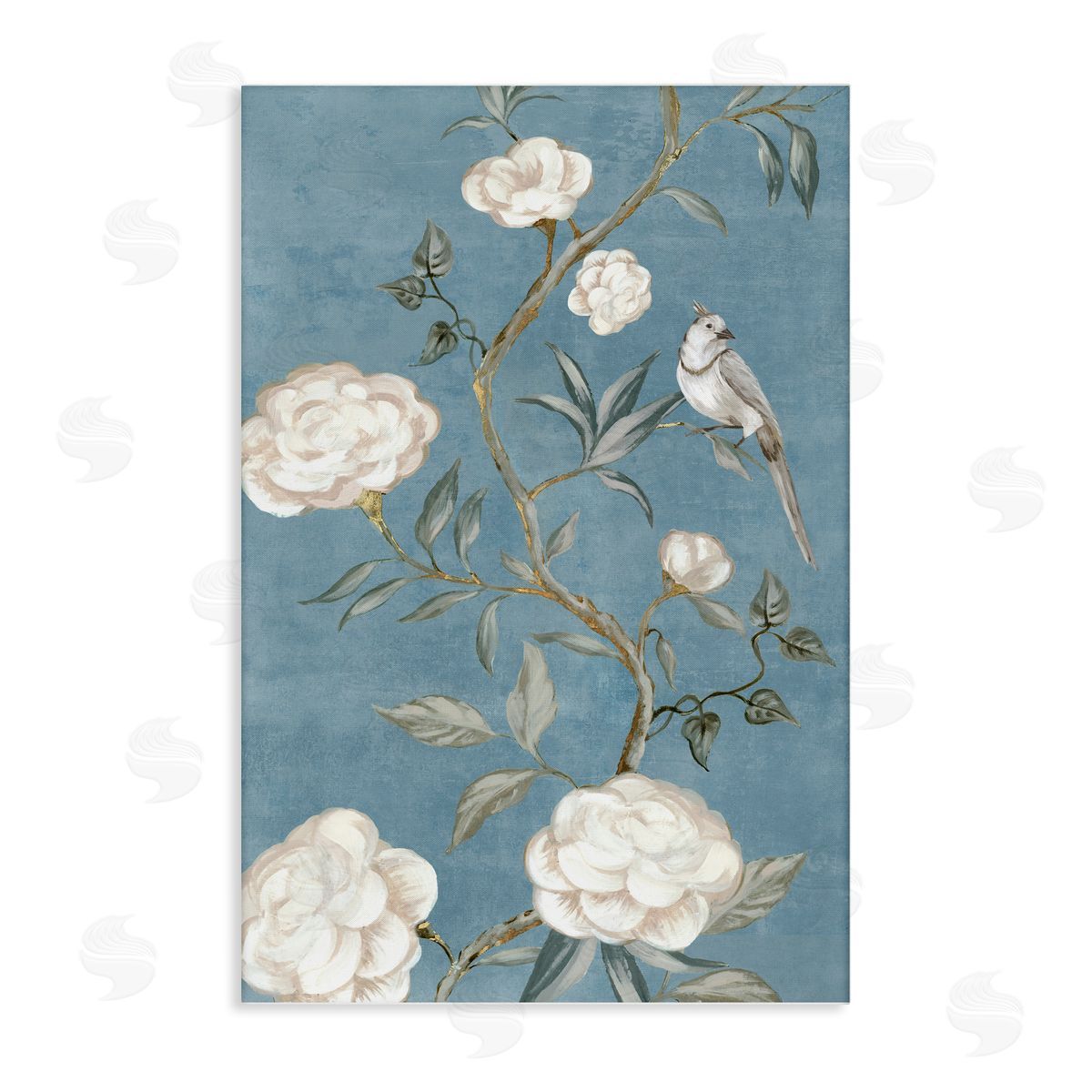 Bird on Traditional Florals Canvas Wall Art, Home Decor by Alex Black