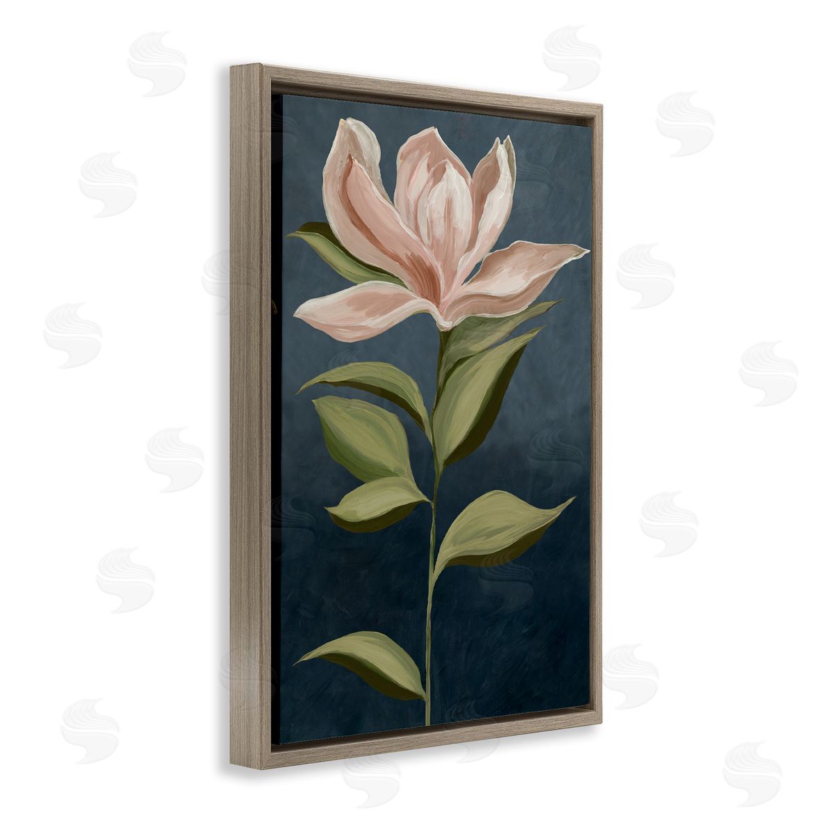 Pink Iris Petals Brown Floating Frame Canvas Wall Art, Home Decor by Jacob Q
