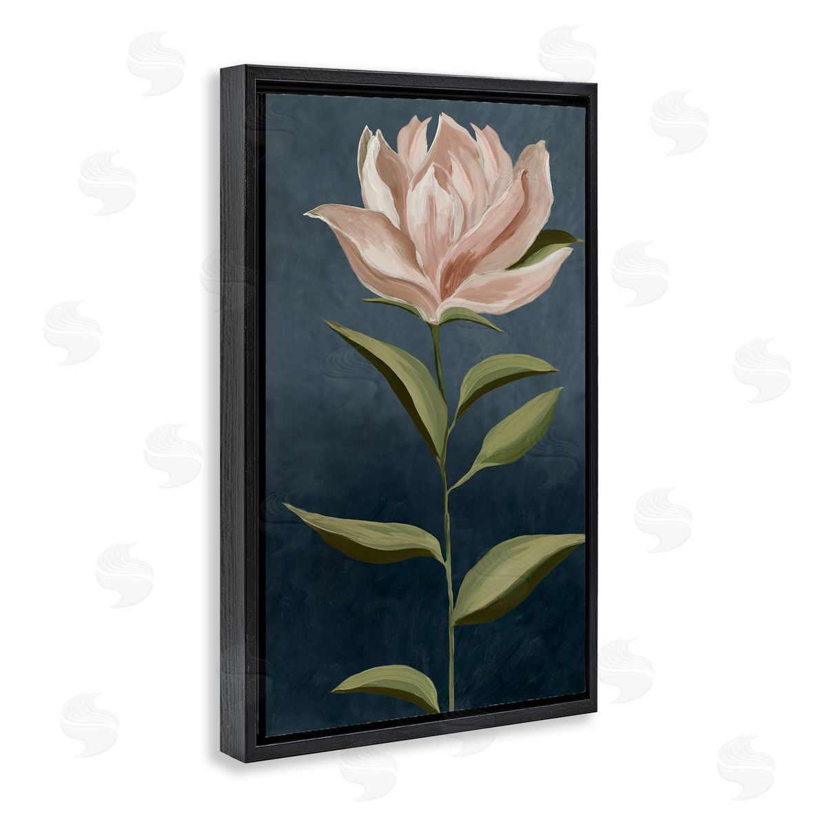 Traditional Pink Bloom Black Floating Frame Canvas Wall Art, Home Decor by Jacob Q