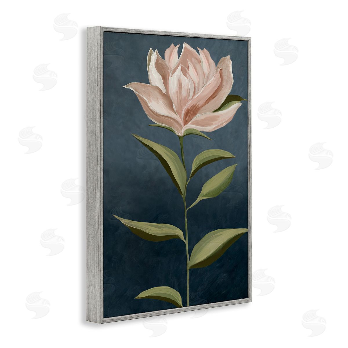 Traditional Pink Bloom Grey Frame Print Wall Art, Home Decor by Jacob Q