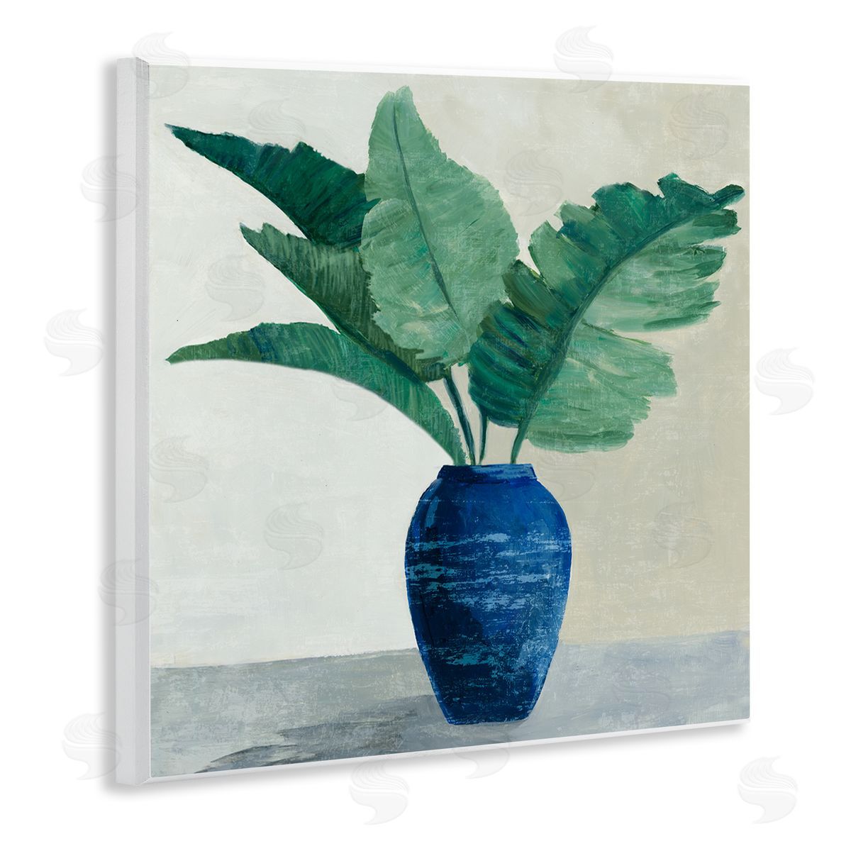 Fan Palms in Vase Wood Plaque Wall Art, Home Decor by Jacob Q