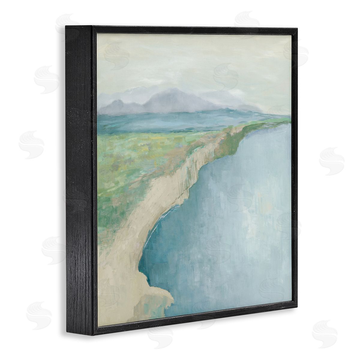 Curving Shoreline Landscape Black Frame Print Wall Art, Home Decor by Jacob Q
