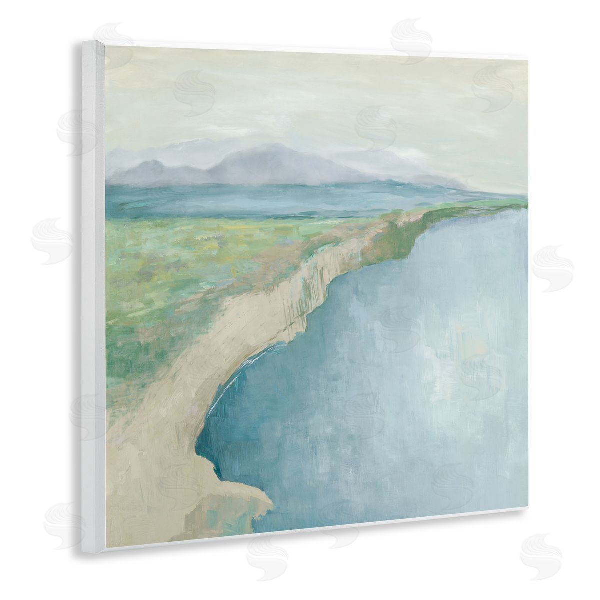 Curving Shoreline Landscape Wood Plaque Wall Art, Home Decor by Jacob Q