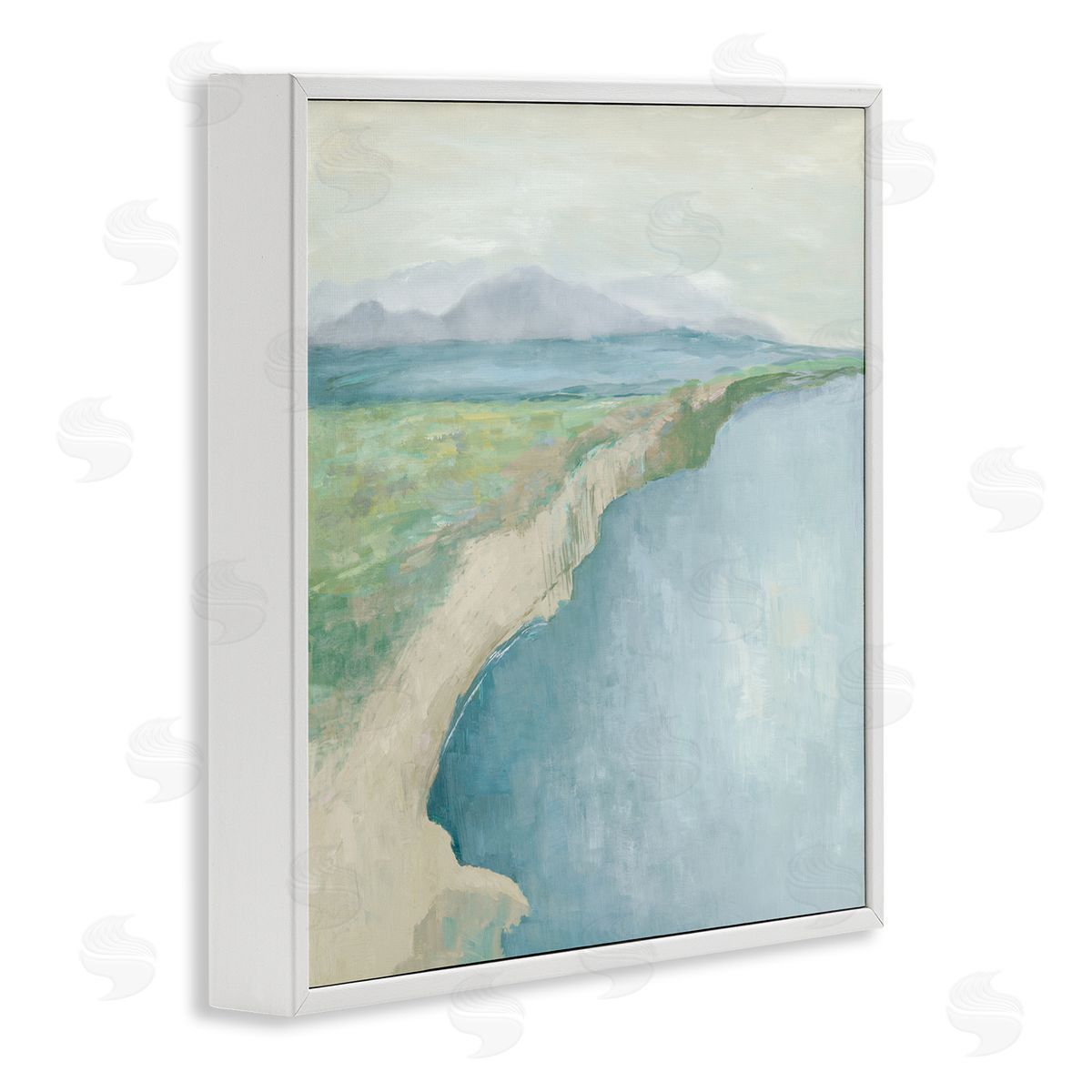 Curving Shoreline Landscape White Frame Print Wall Art, Home Decor by Jacob Q