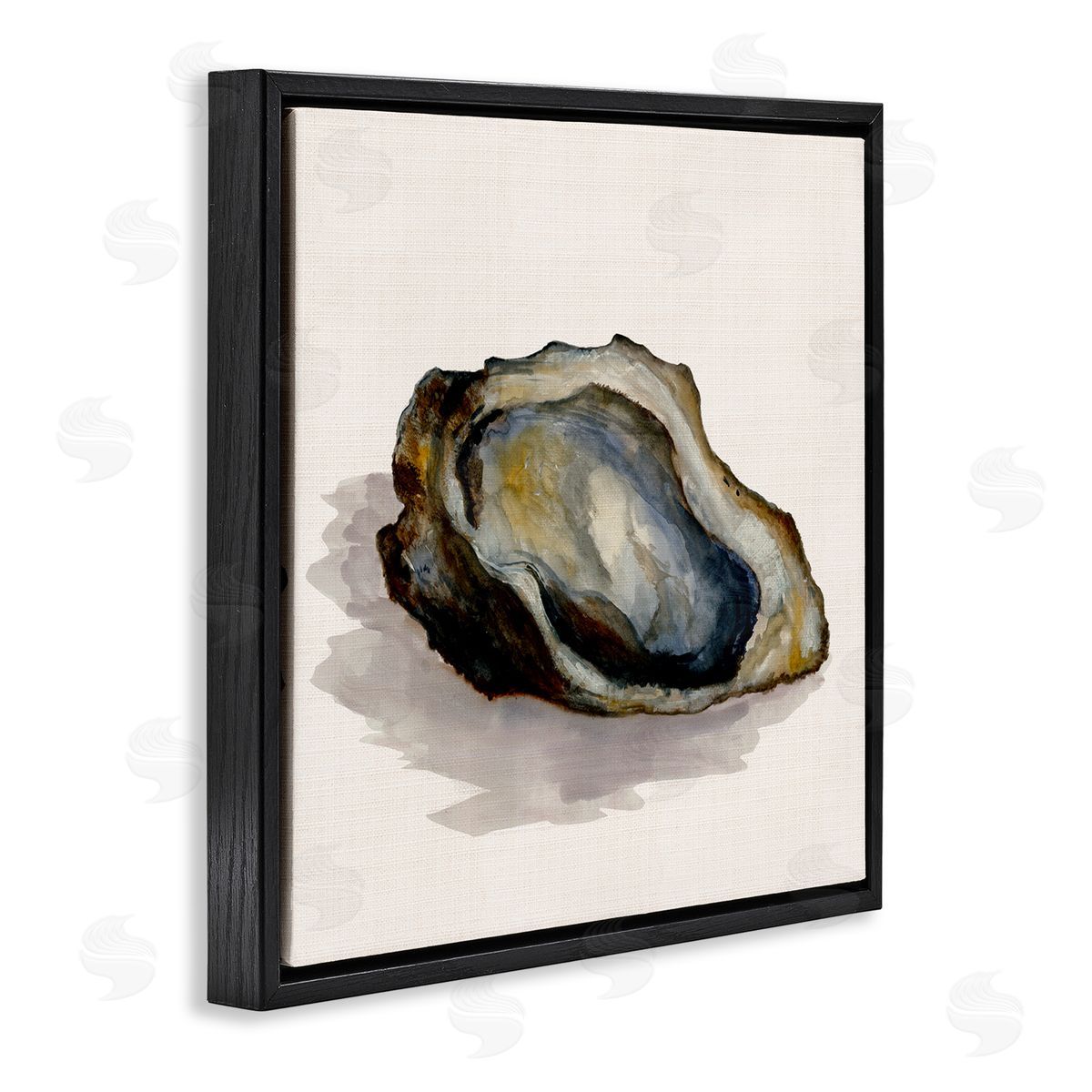 Oyster Shell on Beige Black Floating Frame Canvas Wall Art, Home Decor by Jacob Q