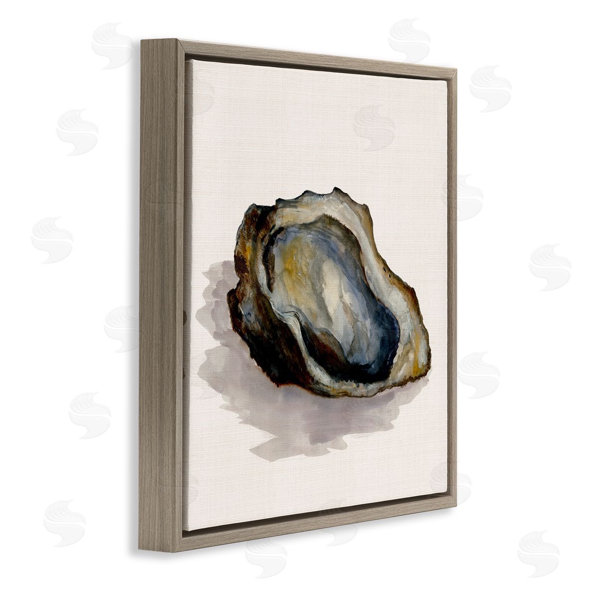 Oyster Shell on Beige Brown Floating Frame Canvas Wall Art, Home Decor by Jacob Q