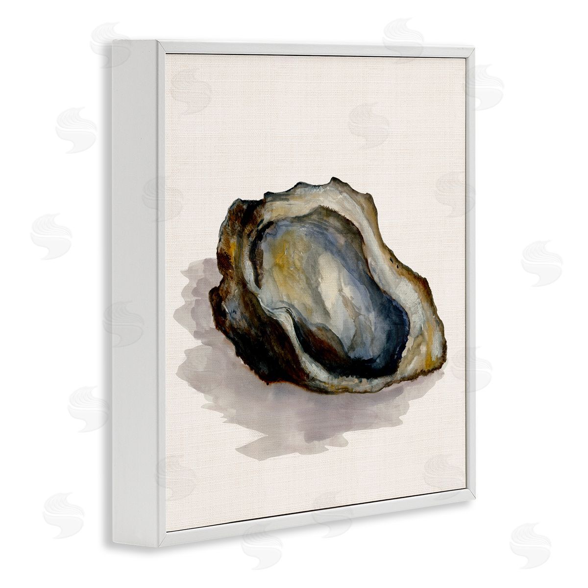 Oyster Shell on Beige White Frame Print Wall Art, Home Decor by Jacob Q