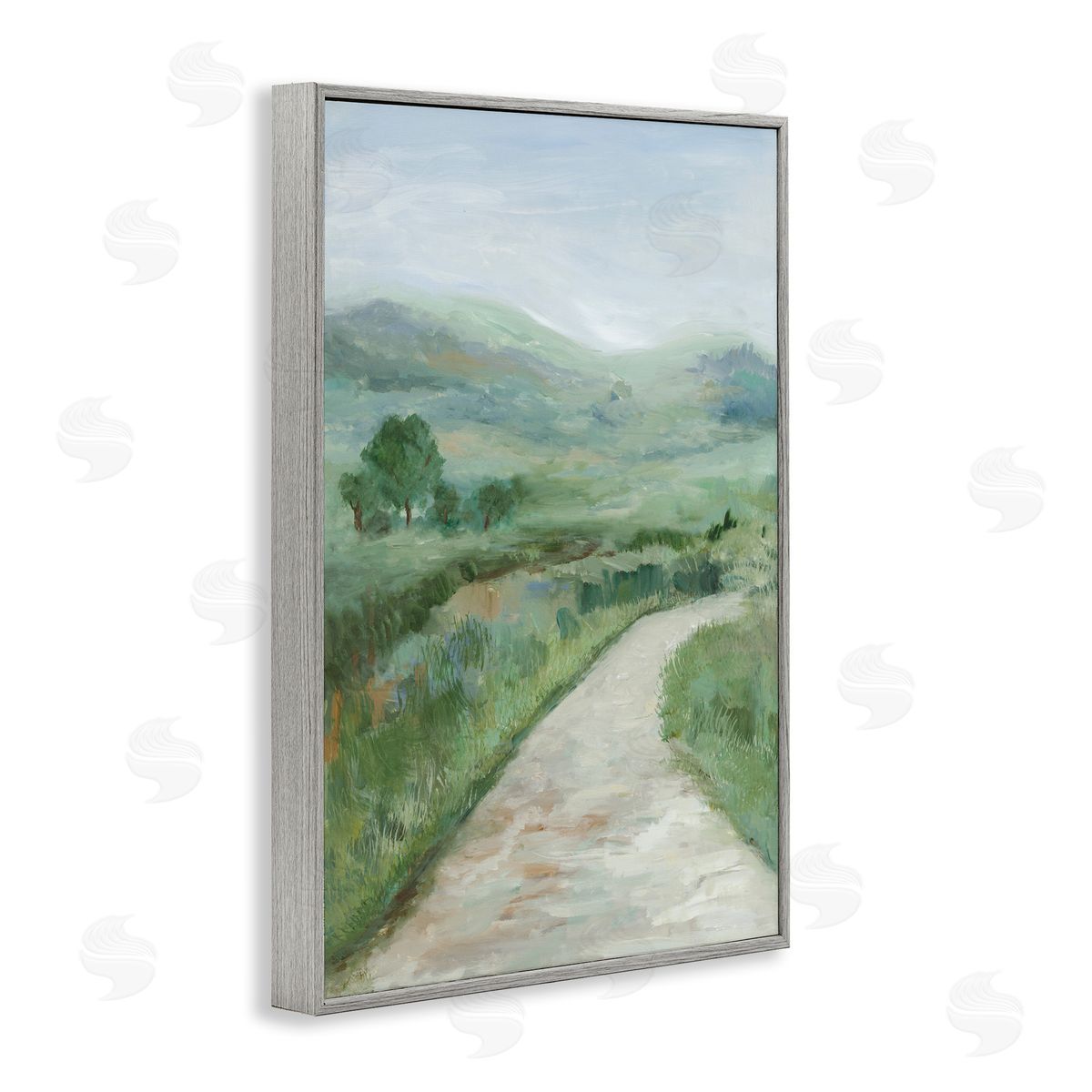 Curving Path Landscape Grey Frame Print Wall Art, Home Decor by Jacob Q