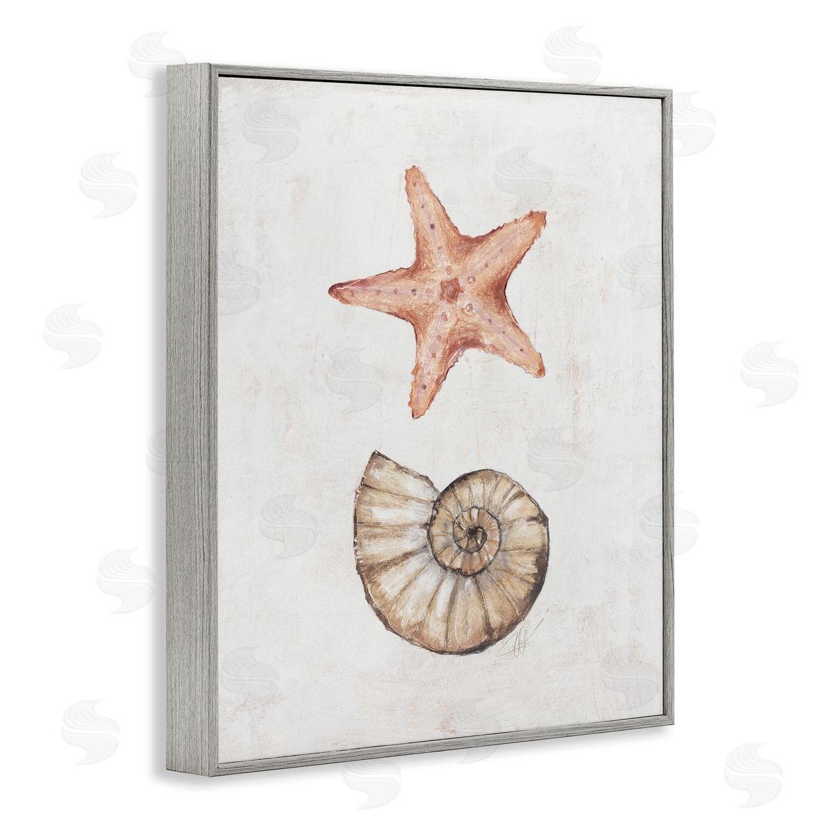Subtle Sea Life Grey Frame Print Wall Art, Home Decor by Filippo Ioco