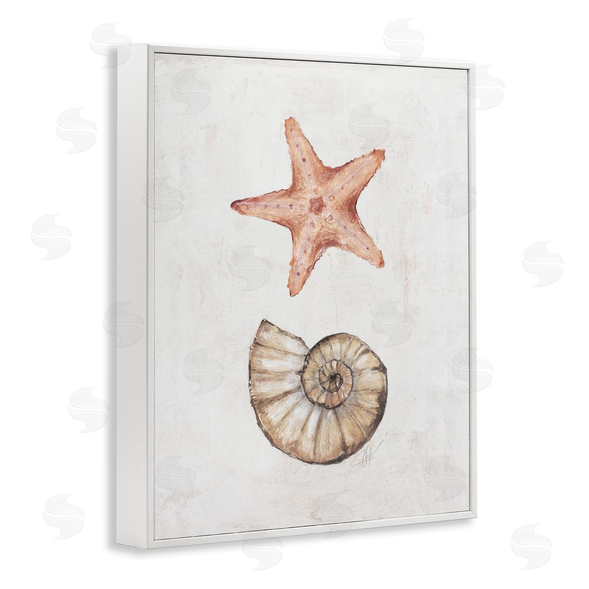 Subtle Sea Life White Frame Print Wall Art, Home Decor by Filippo Ioco