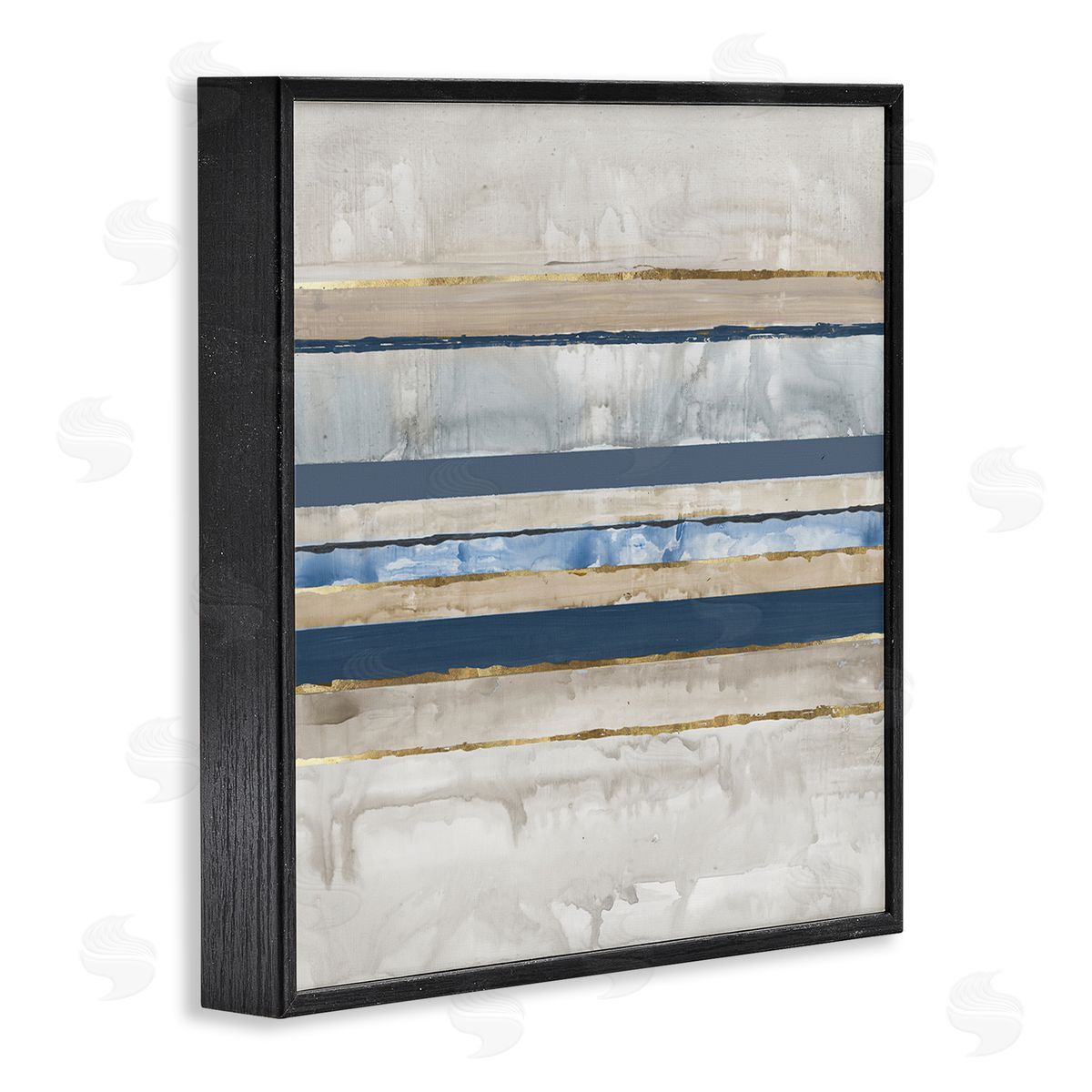 Nautical Tone Stripes Black Frame Print Wall Art, Home Decor by Lera