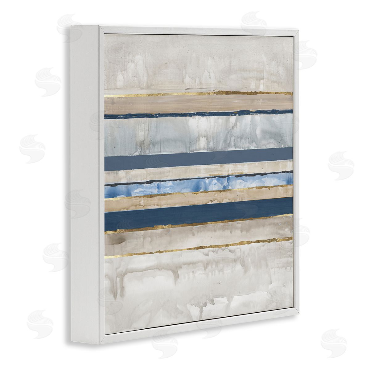 Nautical Tone Stripes White Frame Print Wall Art, Home Decor by Lera