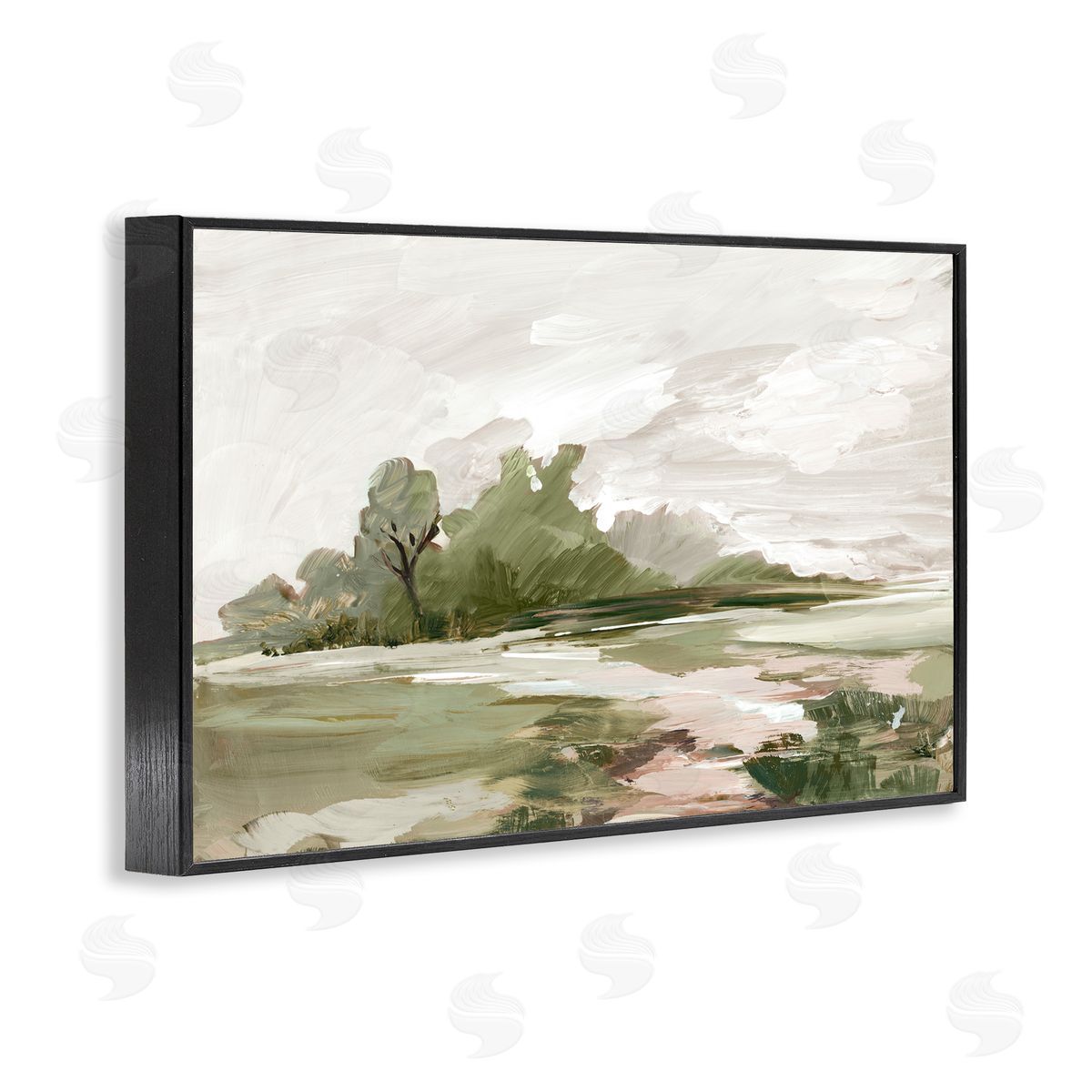Countryside with Distant Trees Black Frame Print Wall Art, Home Decor by Lera