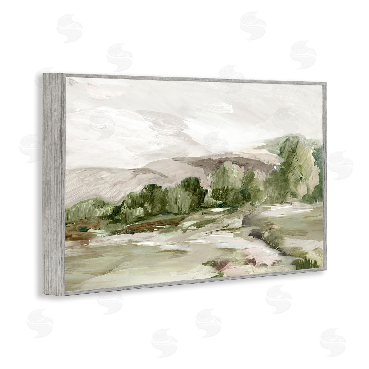 Tree Line From Afar Grey Frame Print Wall Art, Home Decor by Lera