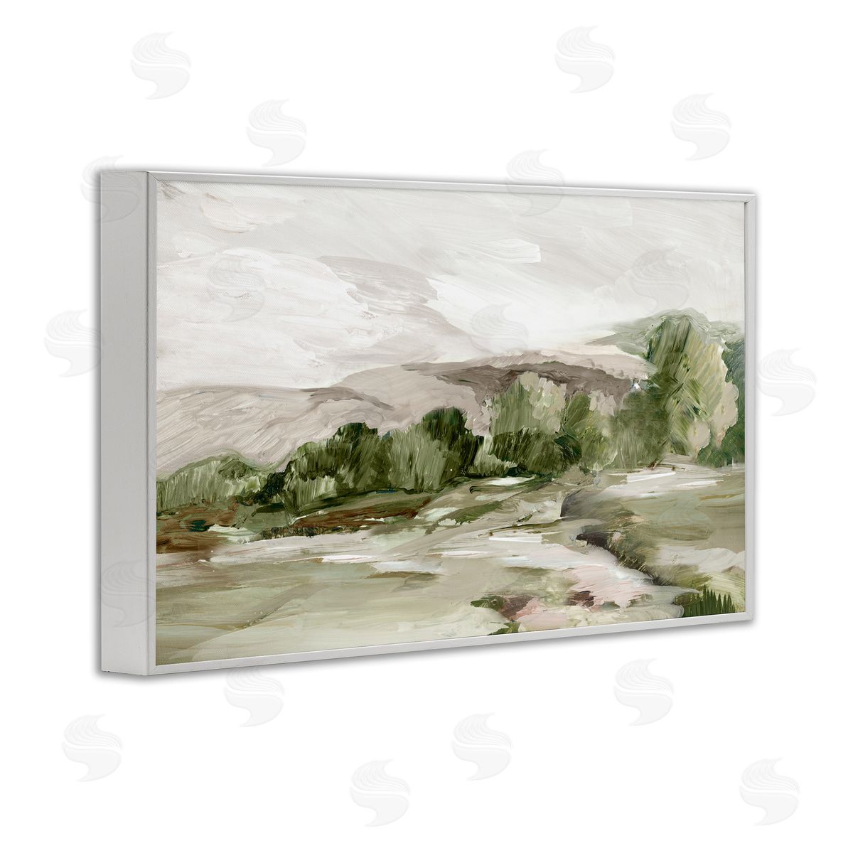 Tree Line From Afar White Frame Print Wall Art, Home Decor by Lera