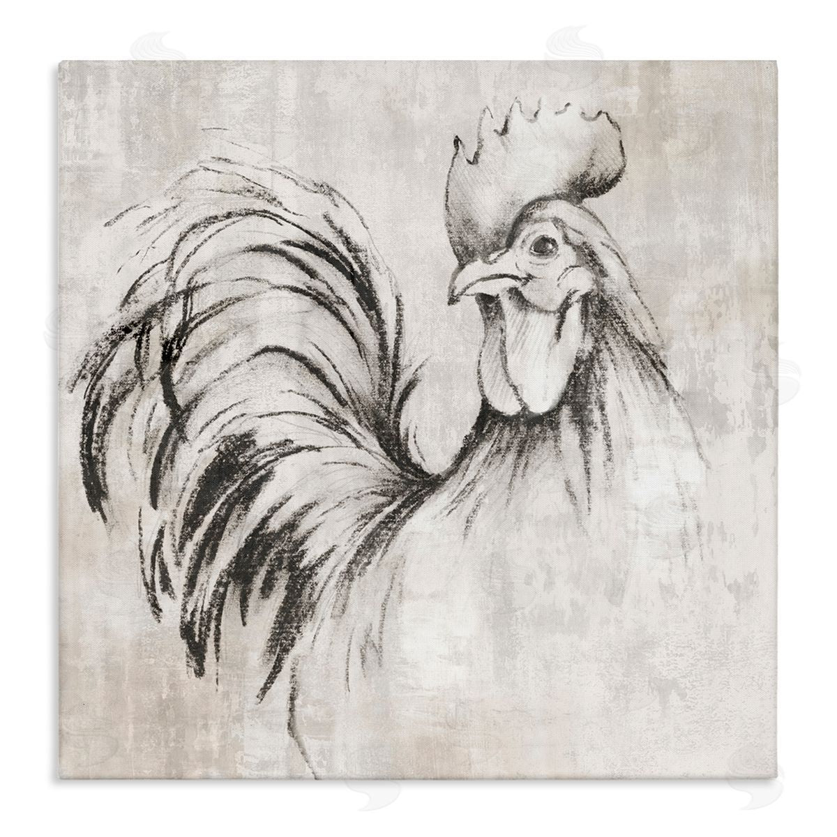 Rooster Sketch Impression Canvas Wall Art, Home Decor by Eli Jones