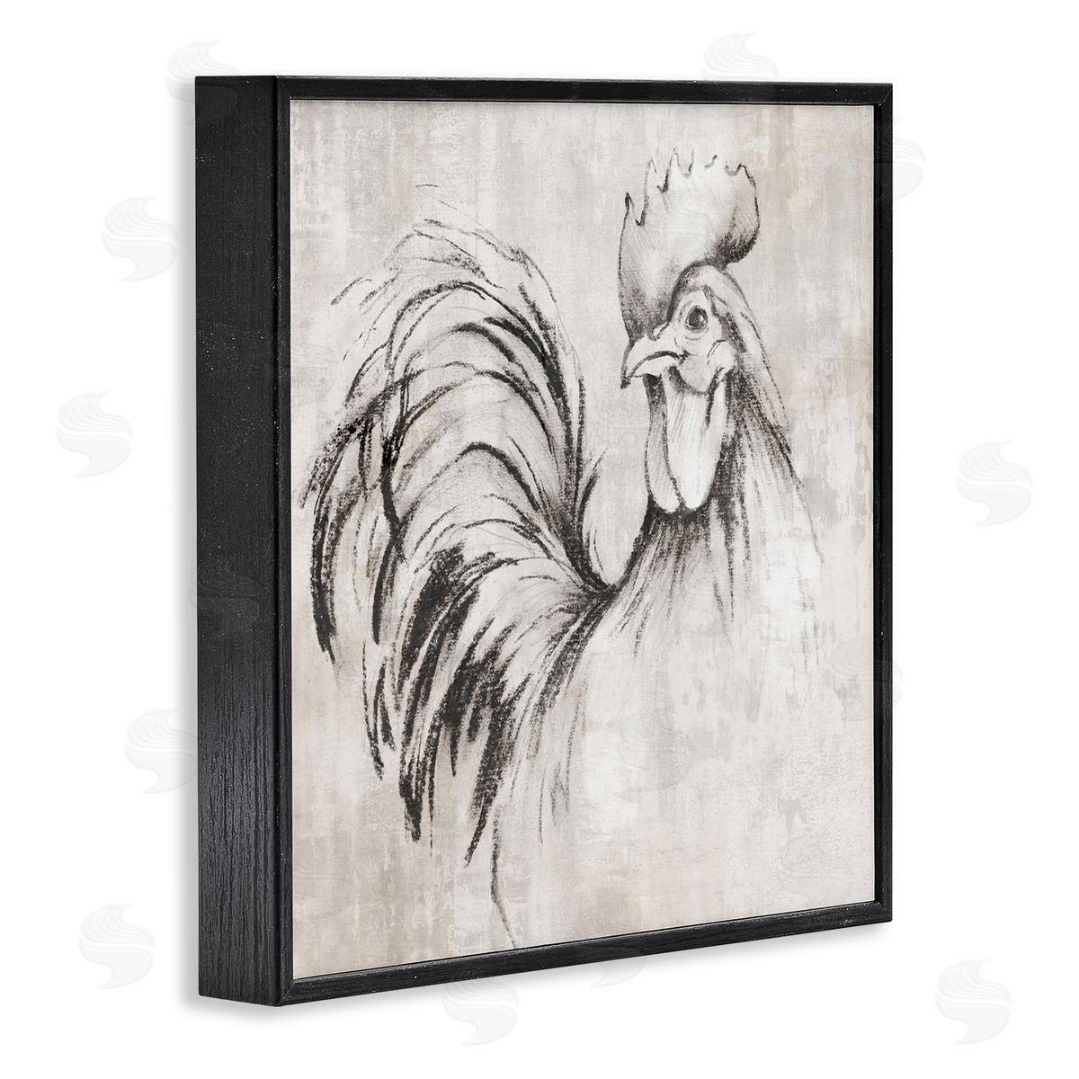Rooster Sketch Impression Black Frame Print Wall Art, Home Decor by Eli Jones