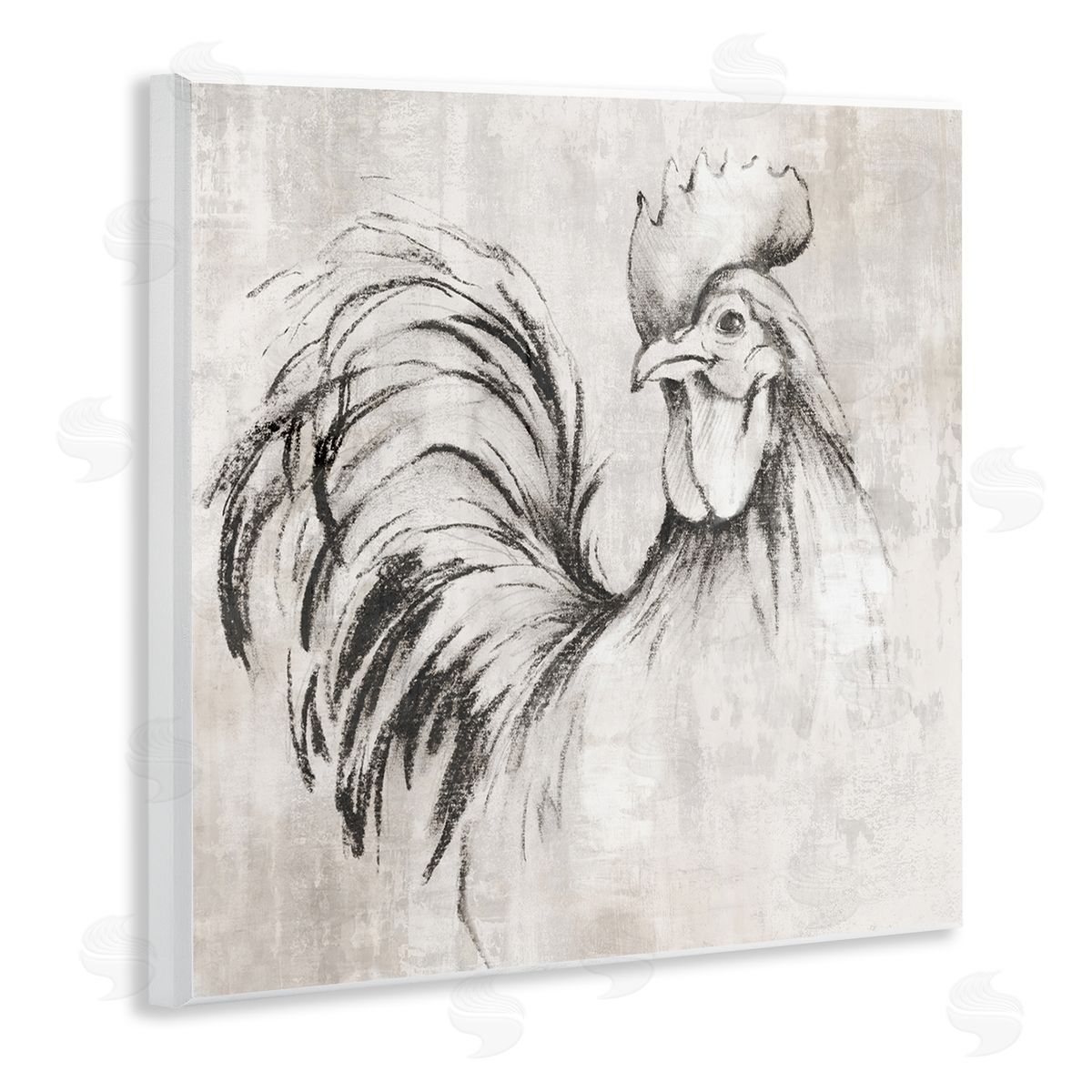 Rooster Sketch Impression Wood Plaque Wall Art, Home Decor by Eli Jones
