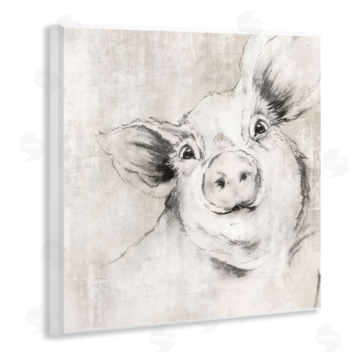 Pig Sketch Impression Wood Plaque Wall Art, Home Decor by Eli Jones