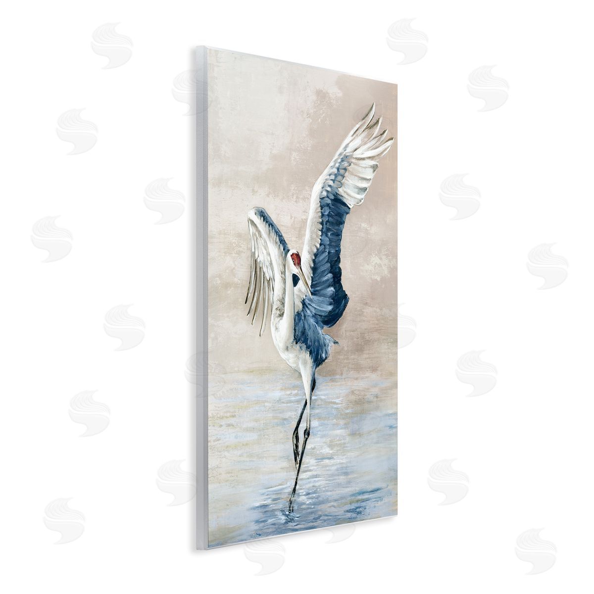 Dancing Crane on Shore Wood Plaque Wall Art, Home Decor by Eli Jones