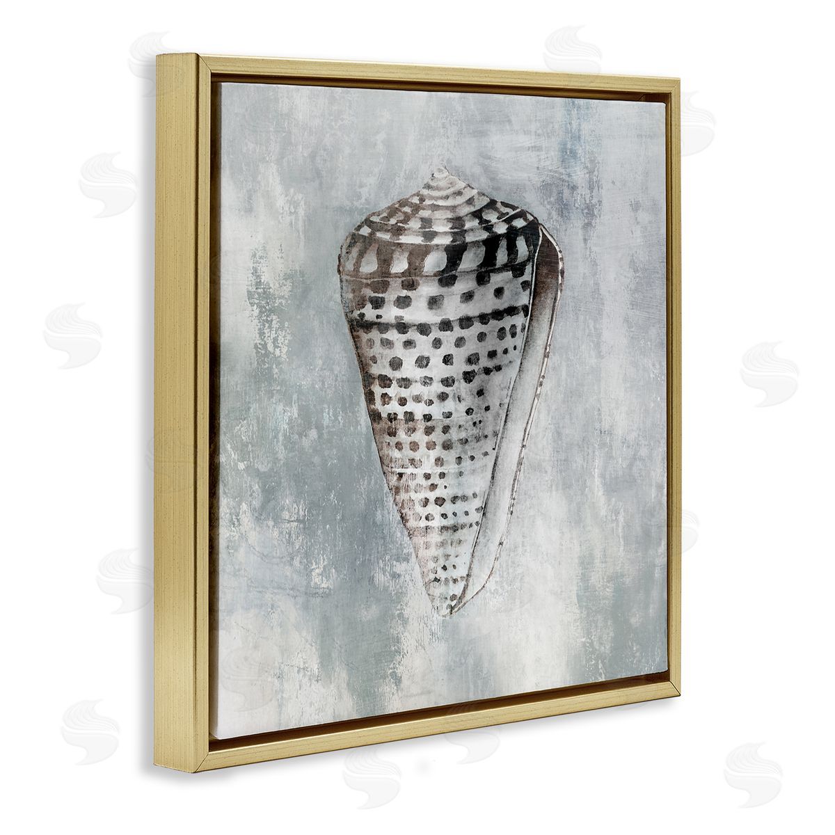 Organic Cowrie Shell Gold Floating Frame Canvas Wall Art, Home Decor by Eli Jones