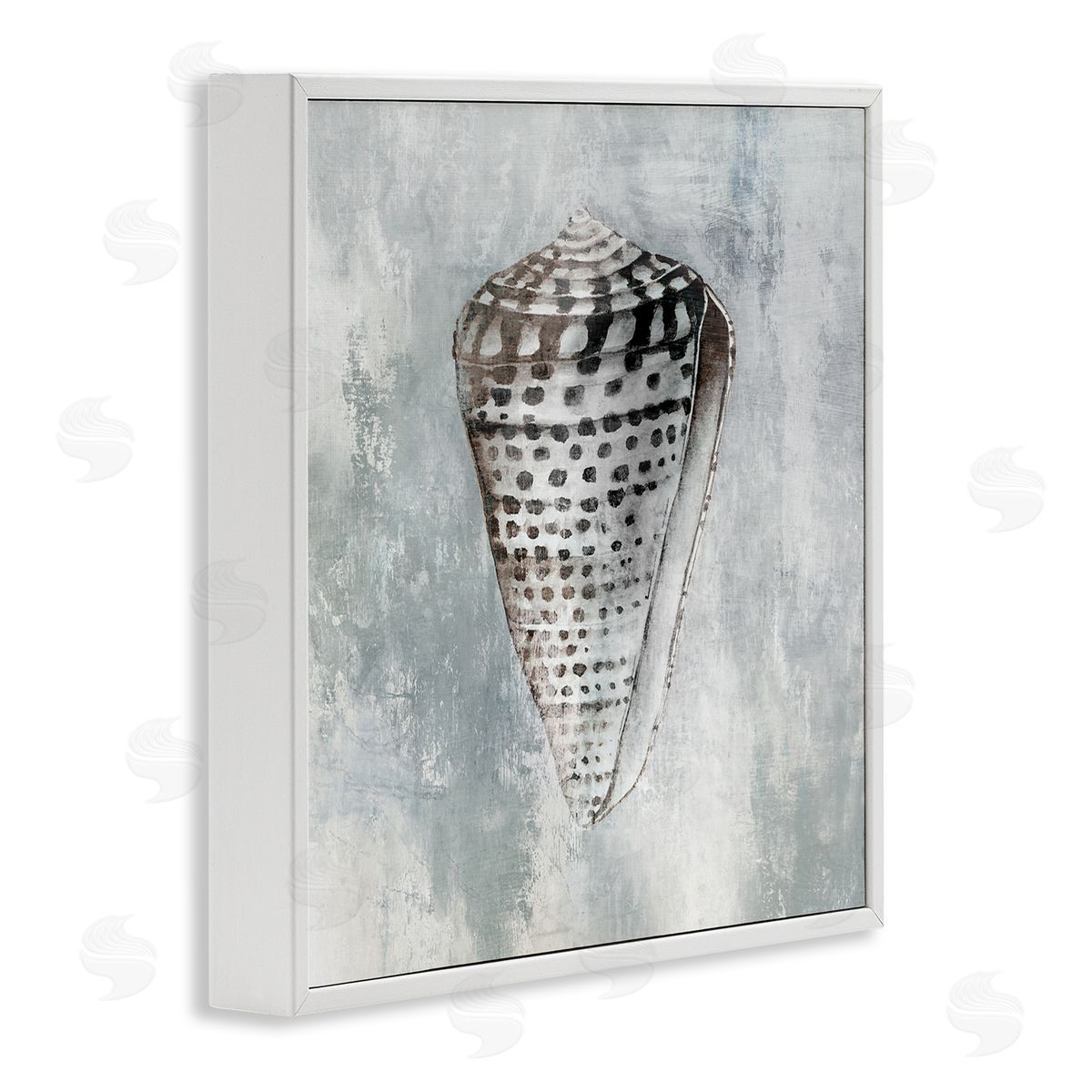 Organic Cowrie Shell White Frame Print Wall Art, Home Decor by Eli Jones
