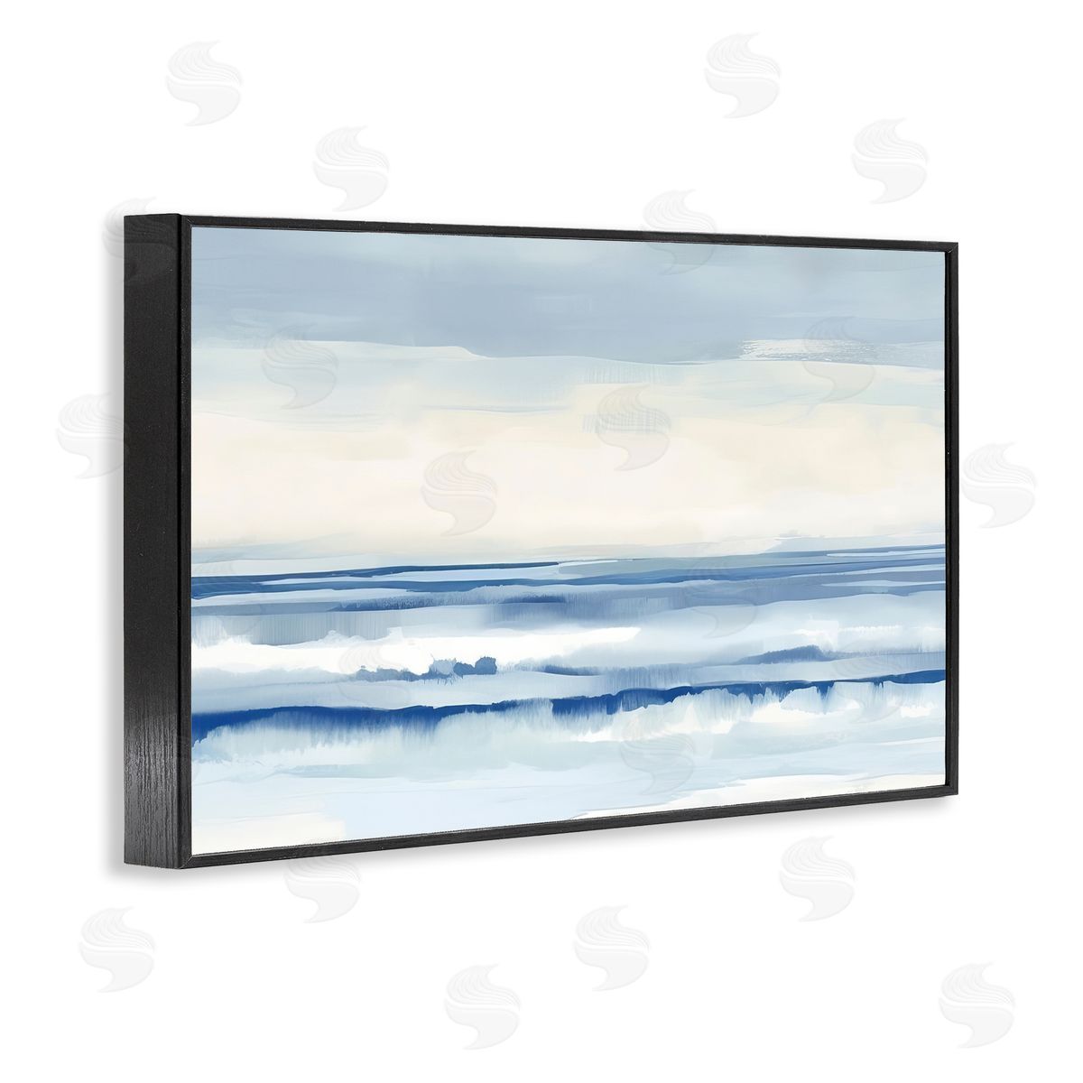 Abstract Layered Beach Waves Black Frame Print Wall Art, Home Decor by Irena Orlov