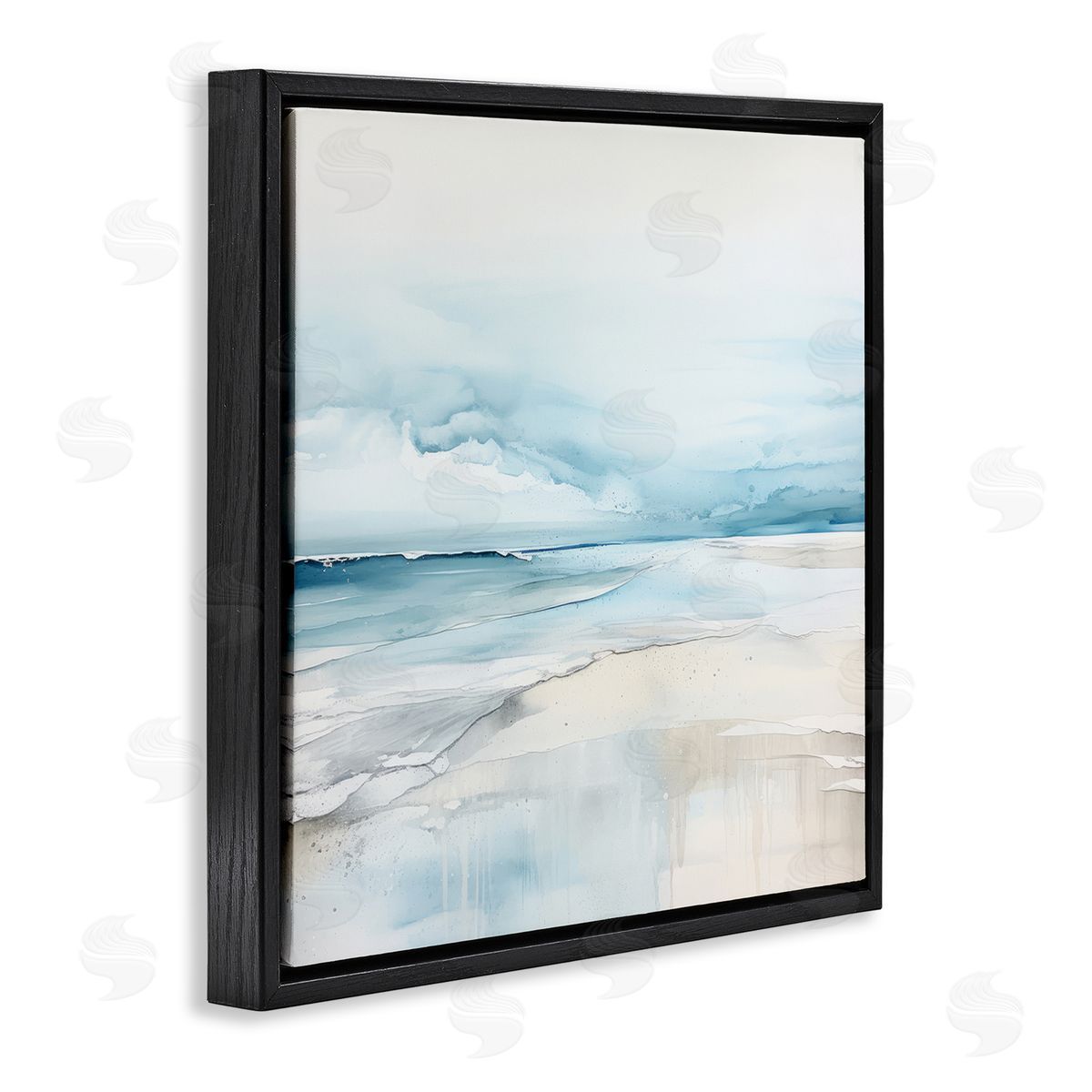 Abstract Modern Shoreline Black Floating Frame Canvas Wall Art, Home Decor by Irena Orlov
