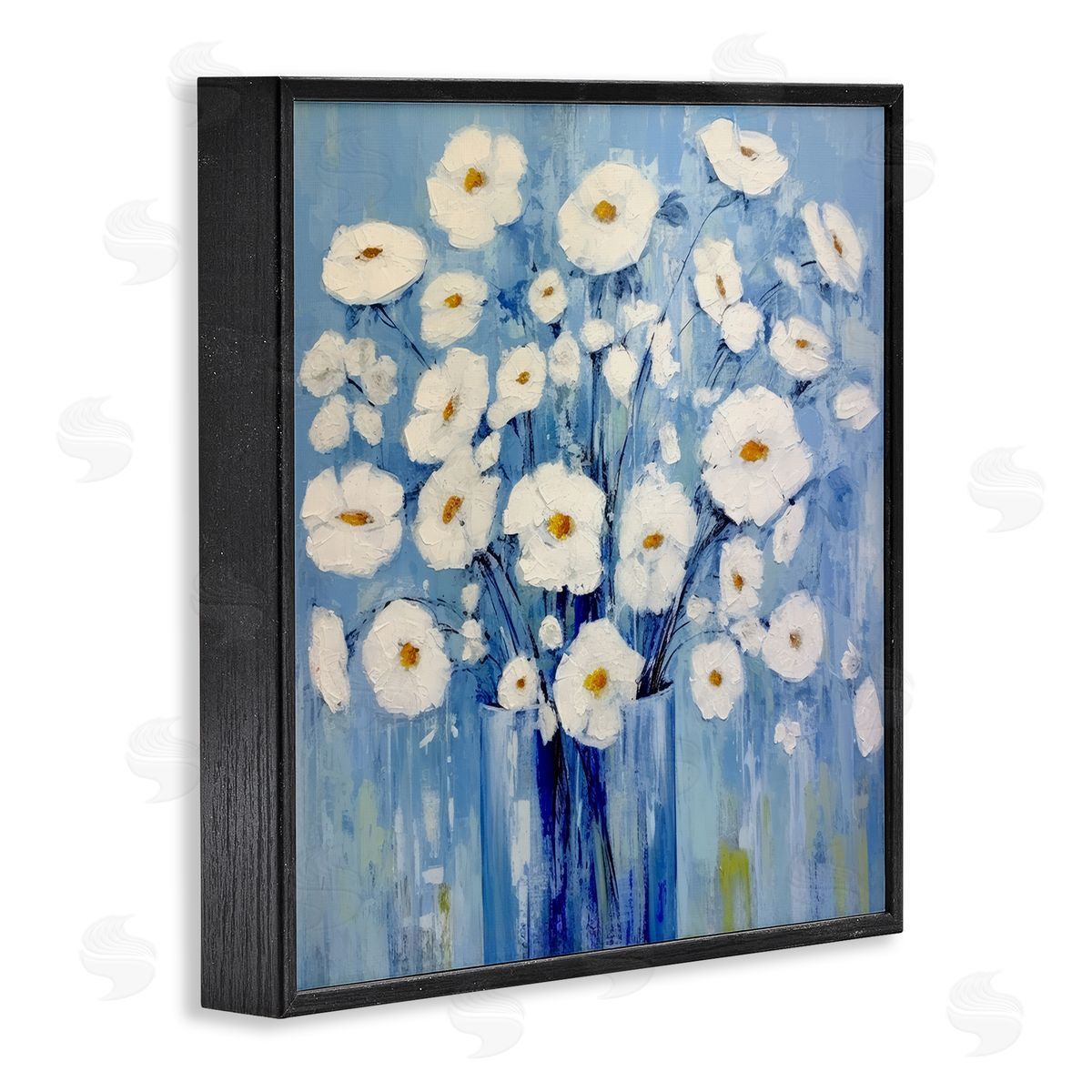 Bold Blooms on Blue Black Frame Print Wall Art, Home Decor by Irena Orlov
