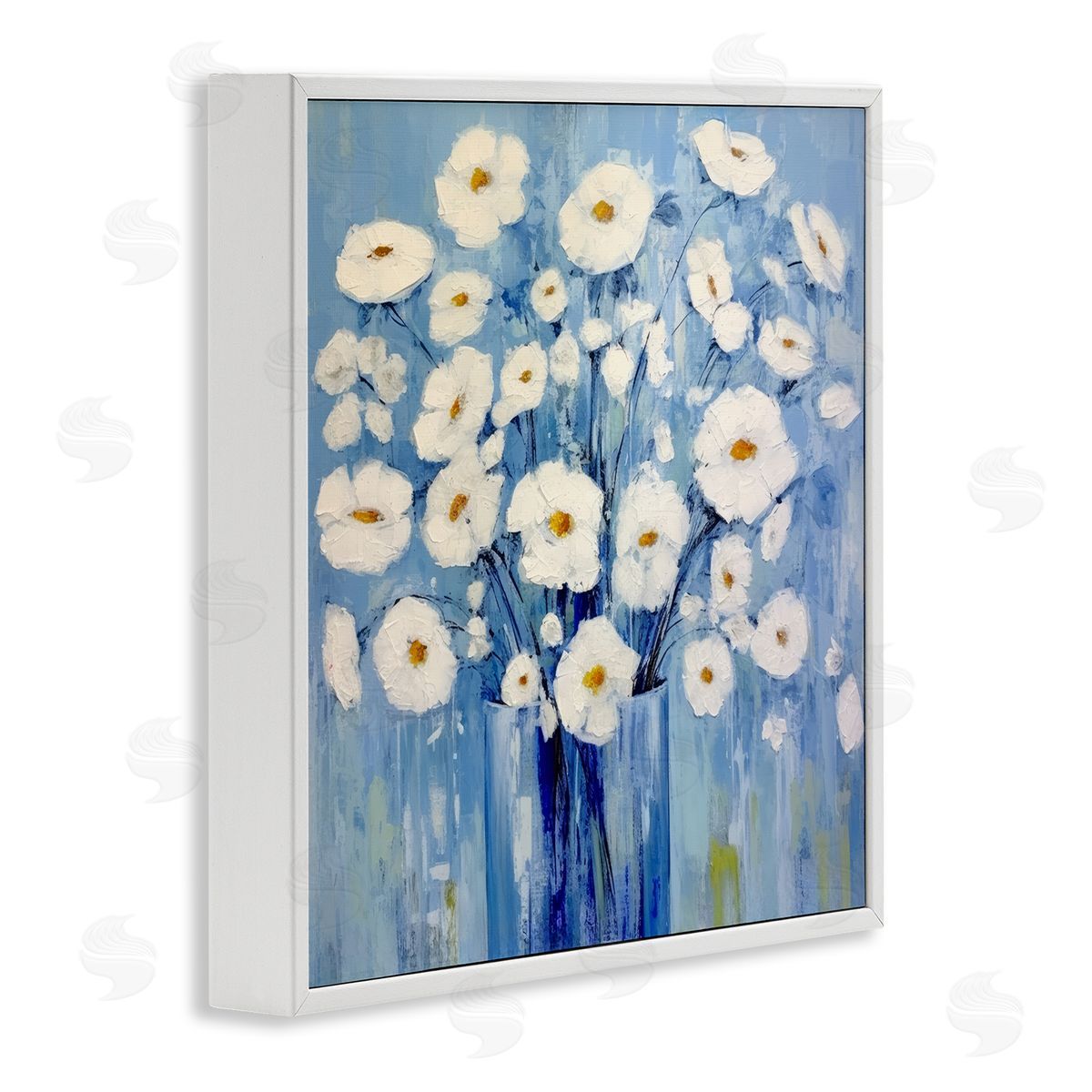 Bold Blooms on Blue White Frame Print Wall Art, Home Decor by Irena Orlov