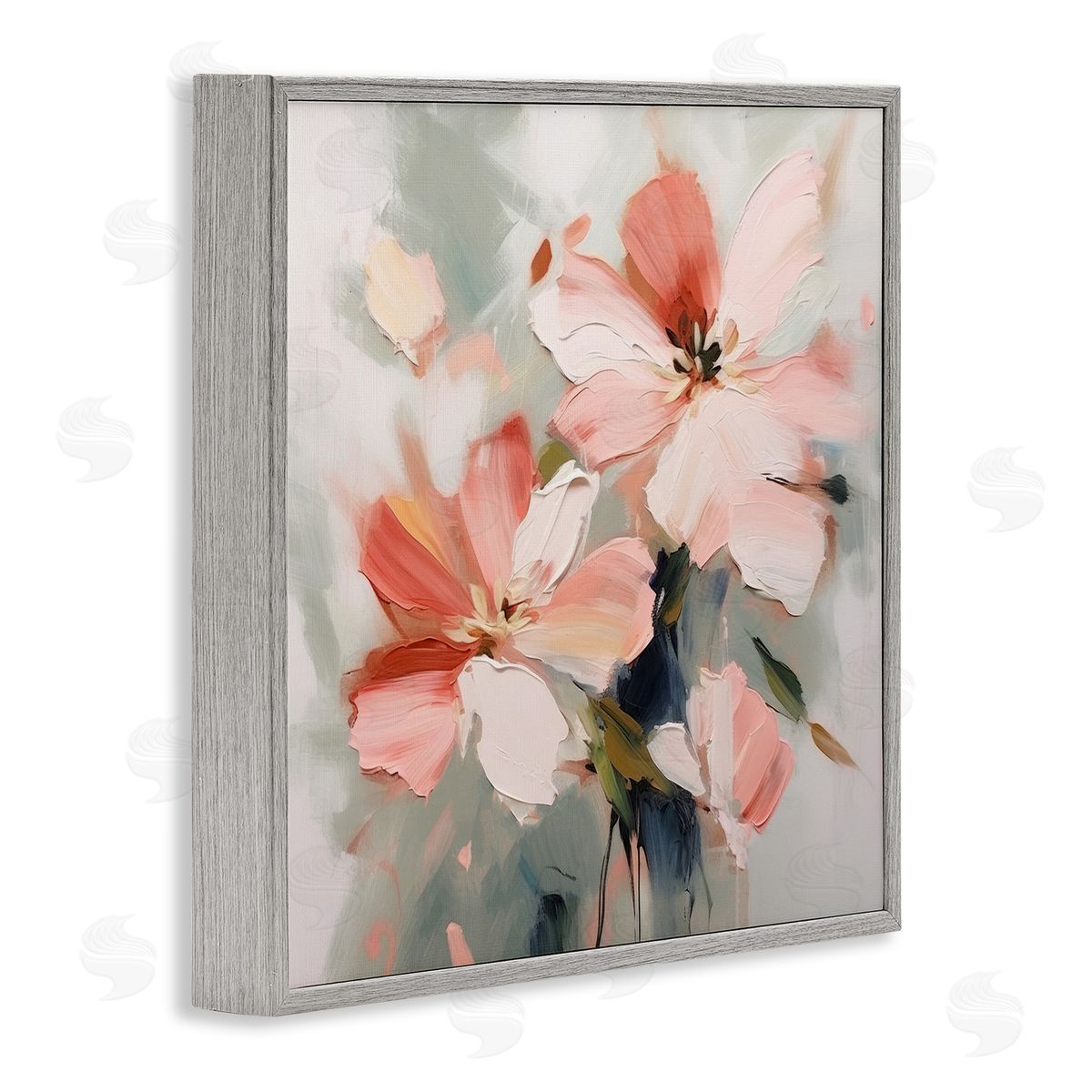 Charming Pink Blossoms Grey Frame Print Wall Art, Home Decor by Irena Orlov